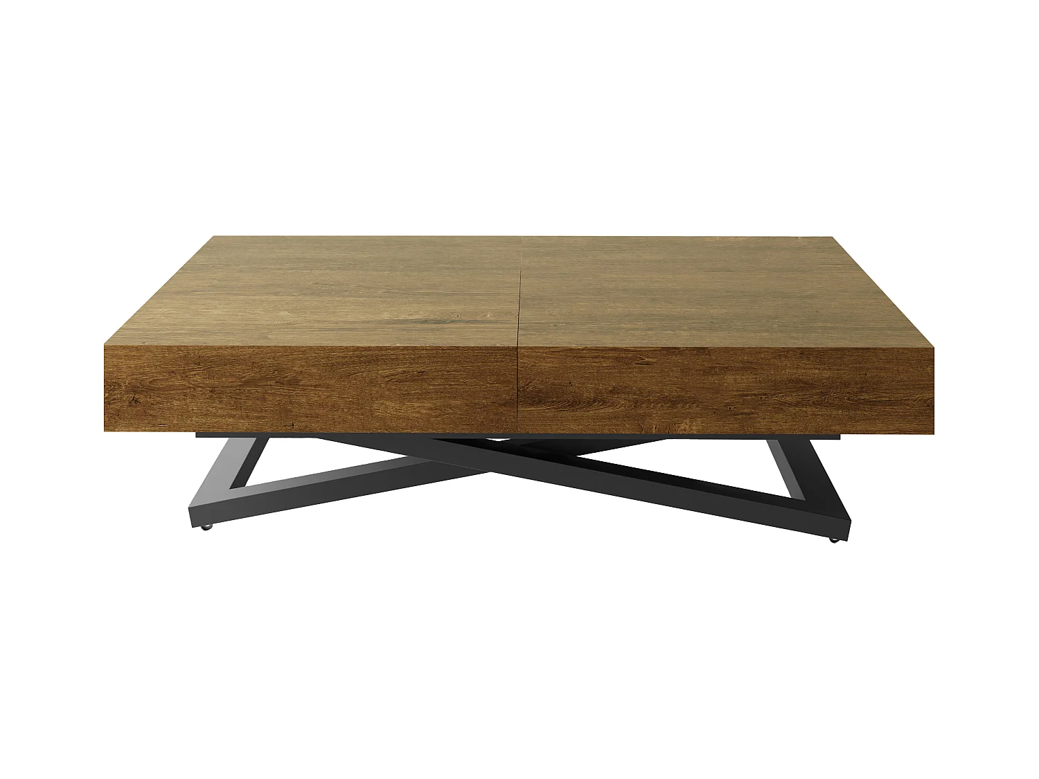 Table Basse Relevable Extensible Cavetta U - Table Multifonction Salon Salle à Manger 120-200/80/27-76 cm Chêne Lefkas