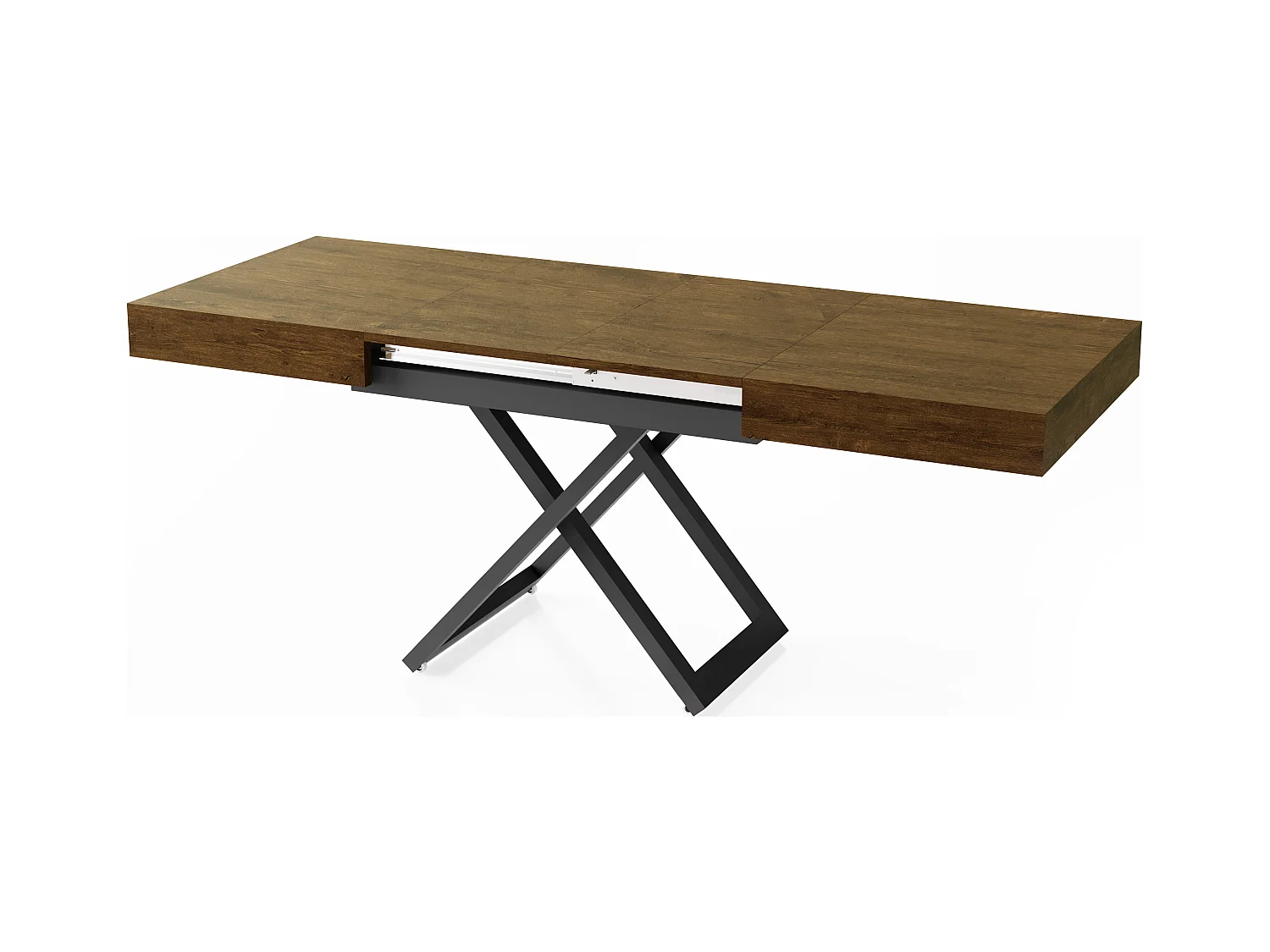 Table Basse Relevable Extensible Cavetta U - Table Multifonction Salon Salle à Manger 120-200/80/27-76 cm Chêne Lefkas