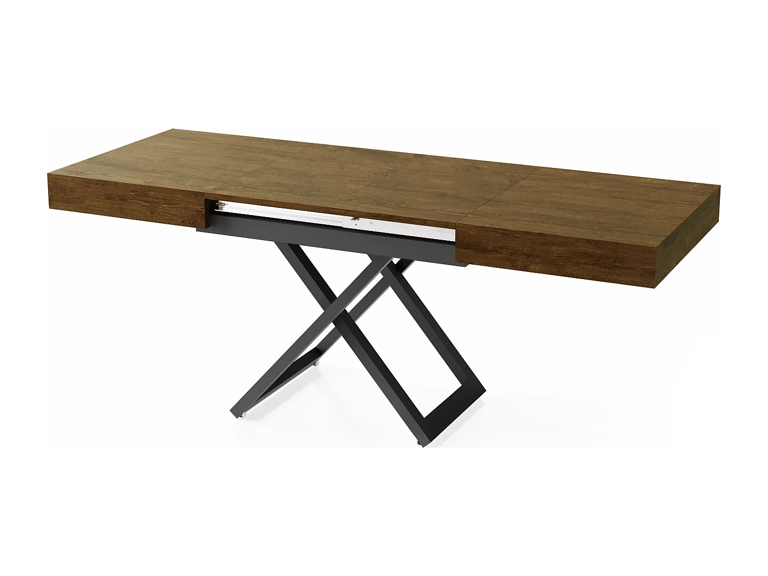 Table Basse Relevable Extensible Cavetta U - Table Multifonction Salon Salle à Manger 120-200/80/27-76 cm Chêne Lefkas