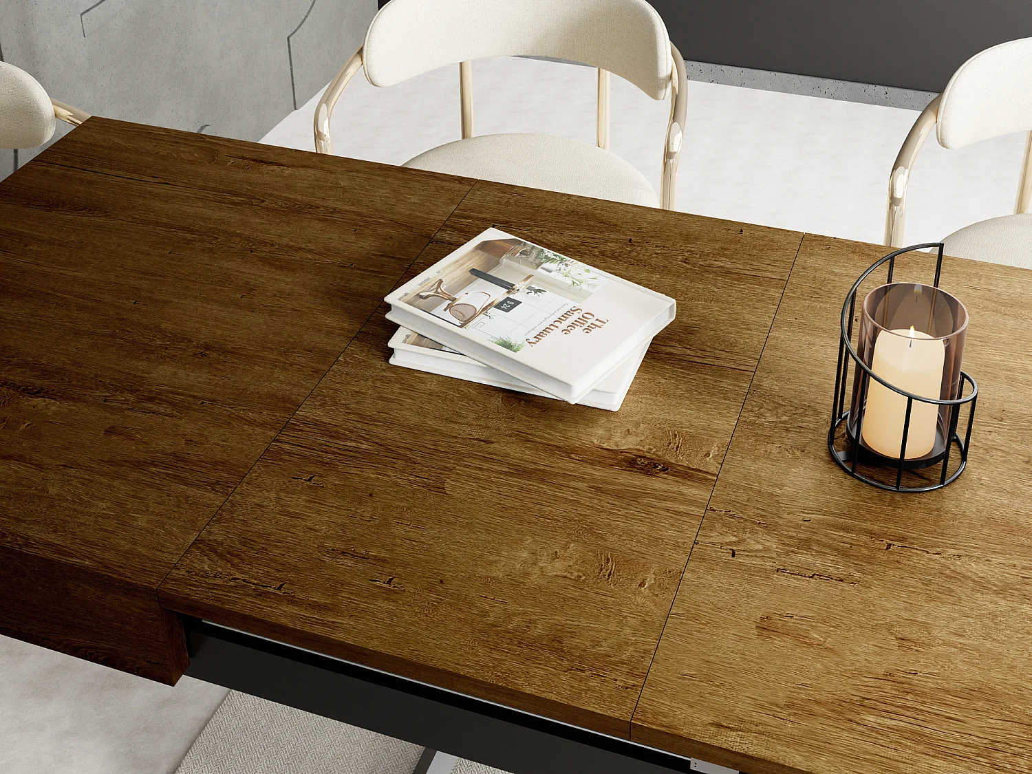 Table Basse Relevable Extensible Cavetta U - Table Multifonction Salon Salle à Manger 120-200/80/27-76 cm Chêne Lefkas