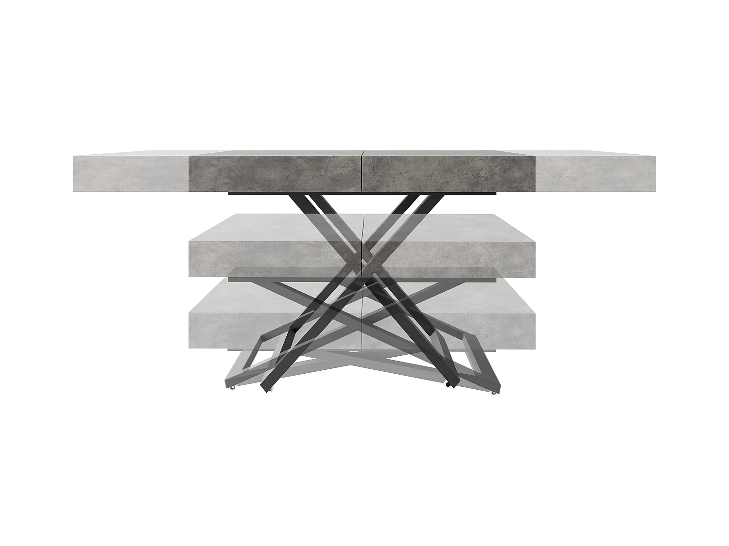 Couchtisch Höhenverstellbar und Ausziehbar Cavetta U in Marmoroptik Weiß - Wohnzimmertisch Esstisch Multifunktionstisch 120-200/80/27-76 cm - Marmor Weiß