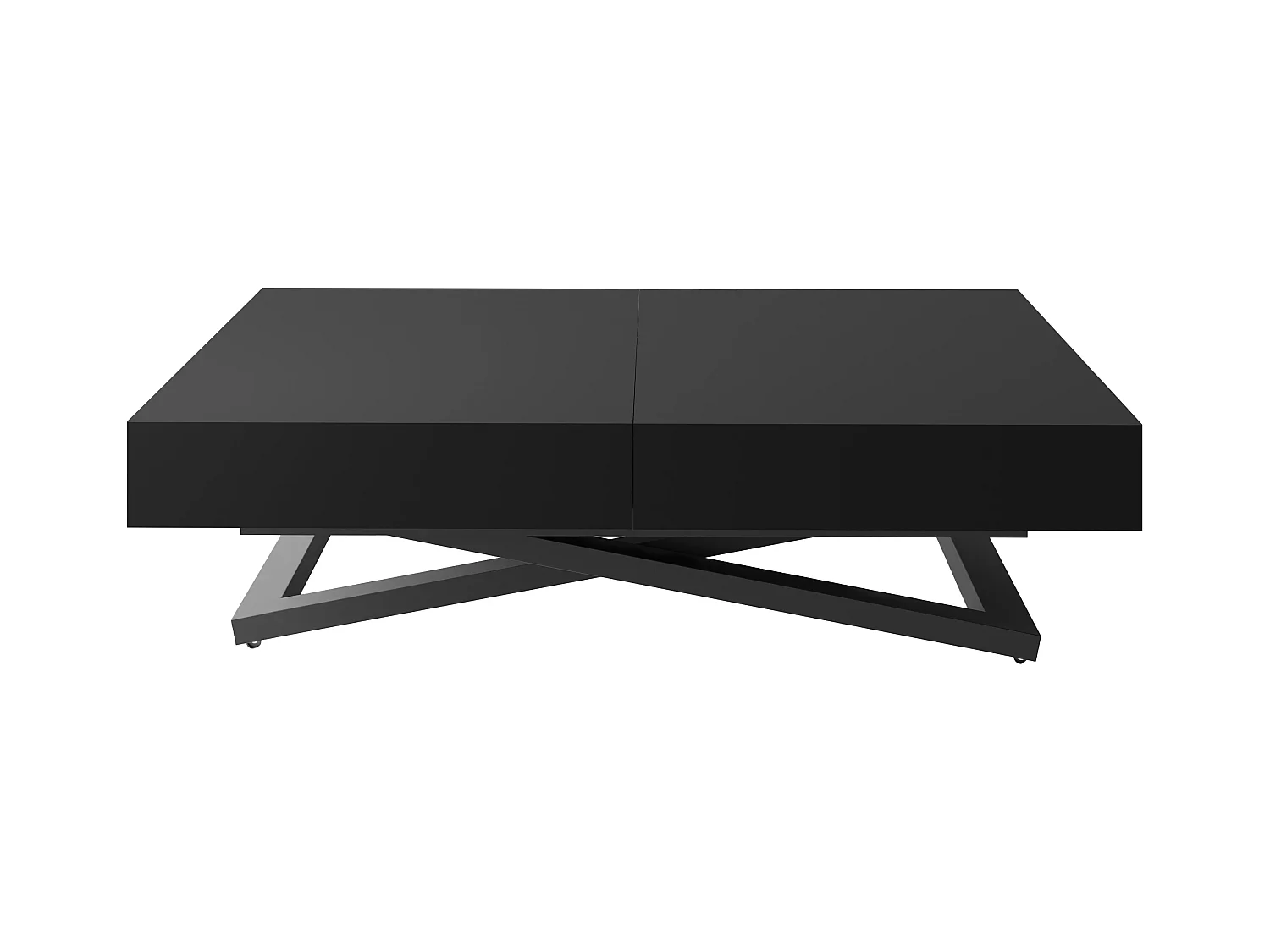 Couchtisch Höhenverstellbar und Ausziehbar Cavetta U - Wohnzimmertisch Esstisch Multifunktionstisch 120-200/80/27-76 cm Schwarz