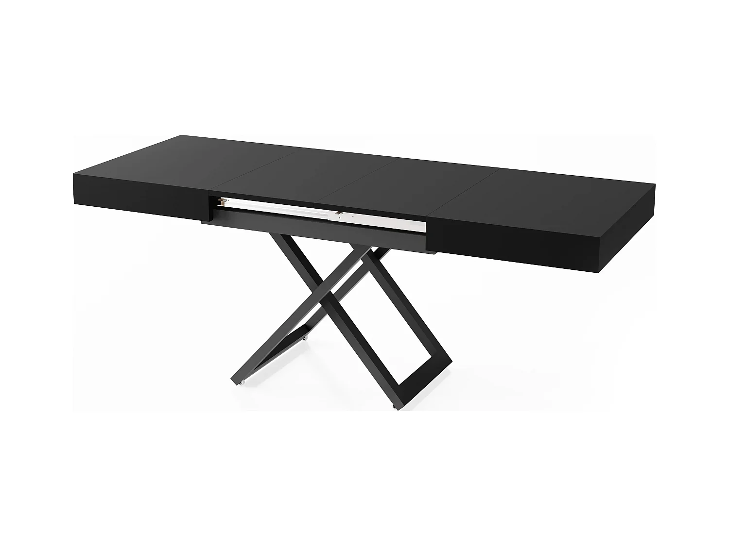 Couchtisch Höhenverstellbar und Ausziehbar Cavetta U - Wohnzimmertisch Esstisch Multifunktionstisch 120-200/80/27-76 cm Schwarz