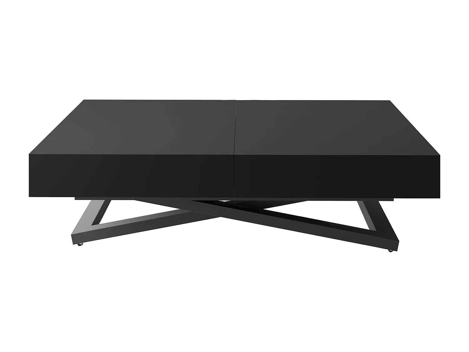 Couchtisch Höhenverstellbar und Ausziehbar Cavetta U - Wohnzimmertisch Esstisch Multifunktionstisch mit Schwarzem Metallgestell 120-200/80/27-76 cm Schwarz