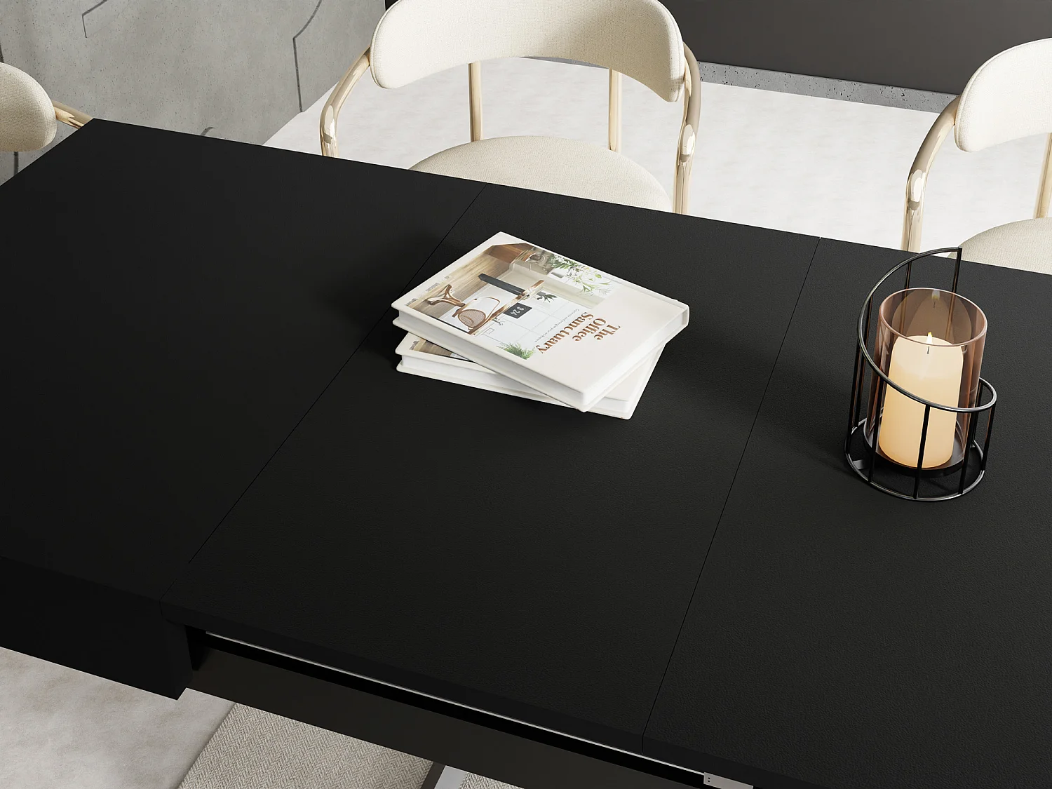 Couchtisch Höhenverstellbar und Ausziehbar Cavetta U - Wohnzimmertisch Esstisch Multifunktionstisch mit Schwarzem Metallgestell 120-200/80/27-76 cm Schwarz