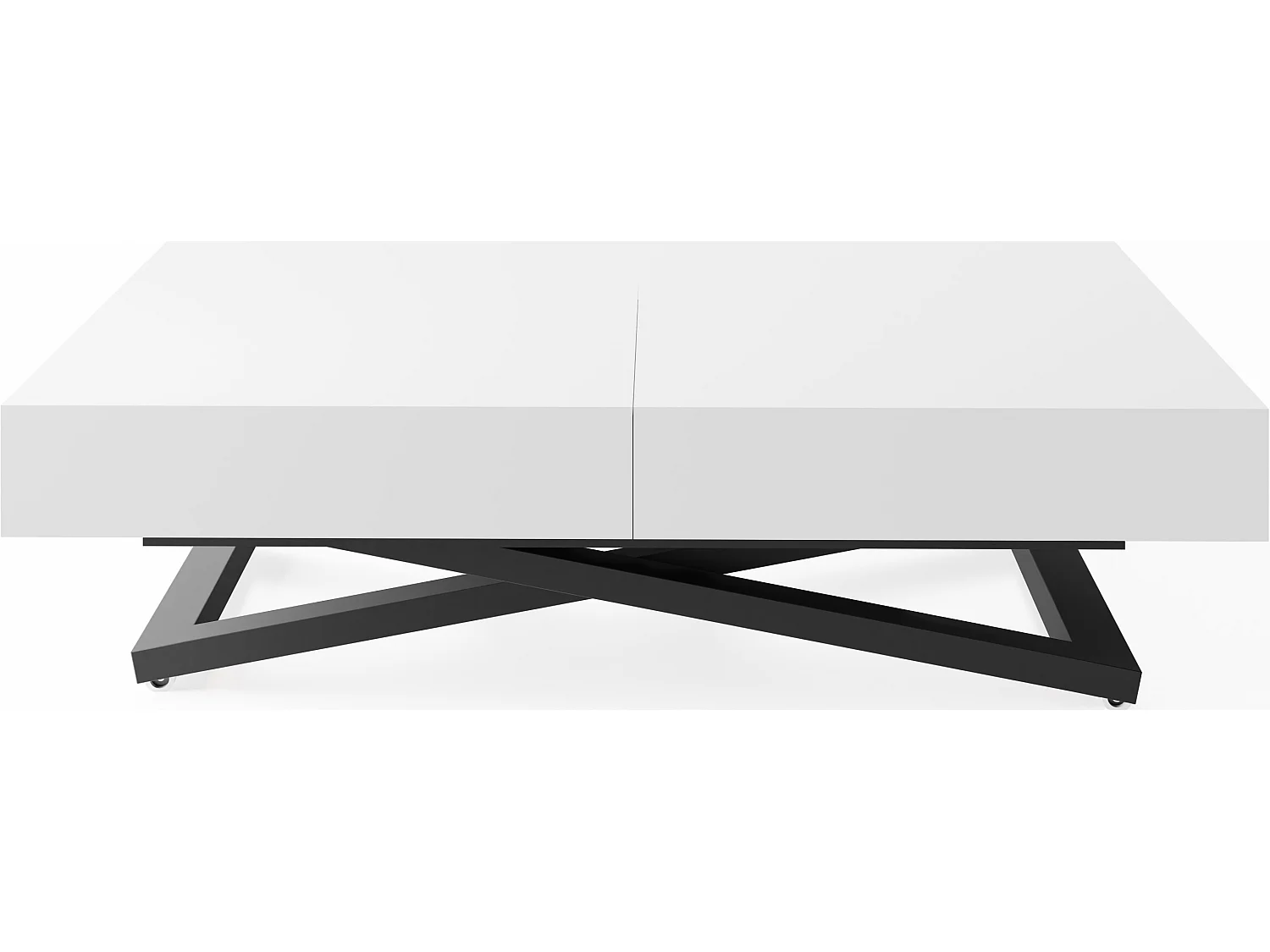 Table Basse Relevable Extensible Cavetta U - Table Multifonction Salon Salle à Manger 120-200/80/27-76 cm Blanc