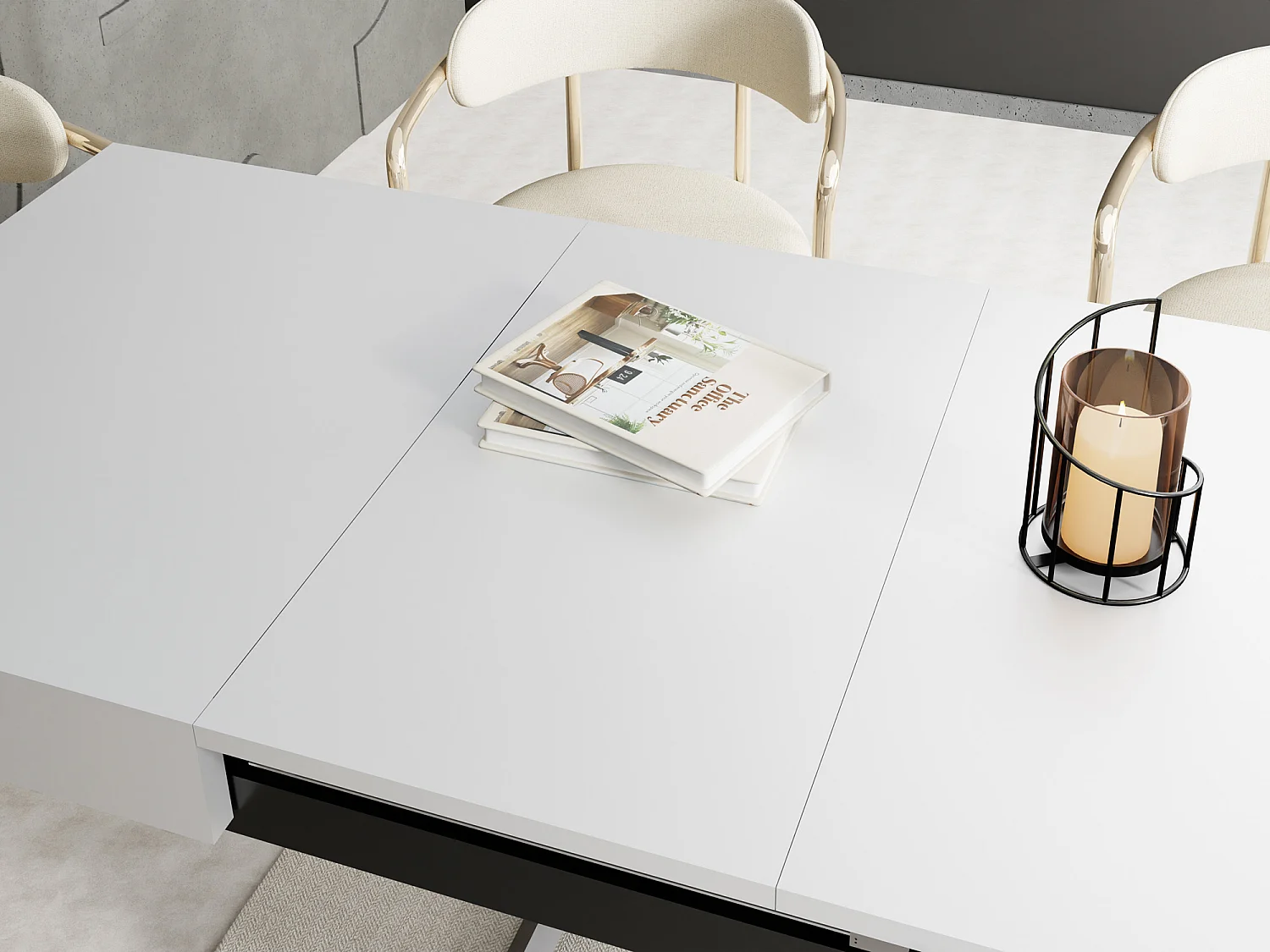 Table Basse Relevable Extensible Cavetta U - Table Multifonction Salon Salle à Manger 120-200/80/27-76 cm Blanc