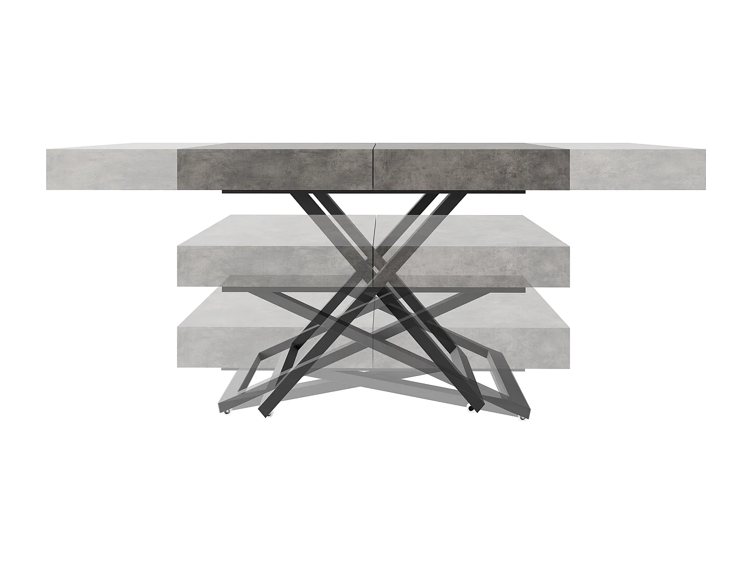 Table Basse Relevable Extensible Cavetta U - Table Multifonction Salon Salle à Manger 120-200/80/27-76 cm Blanc