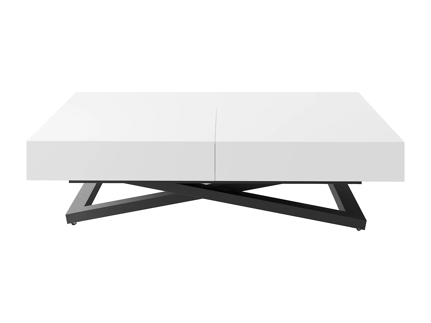 Table Basse Relevable Extensible Cavetta U - Table Multifonction Salon Salle à Manger 120-200/80/27-76 cm Blanc