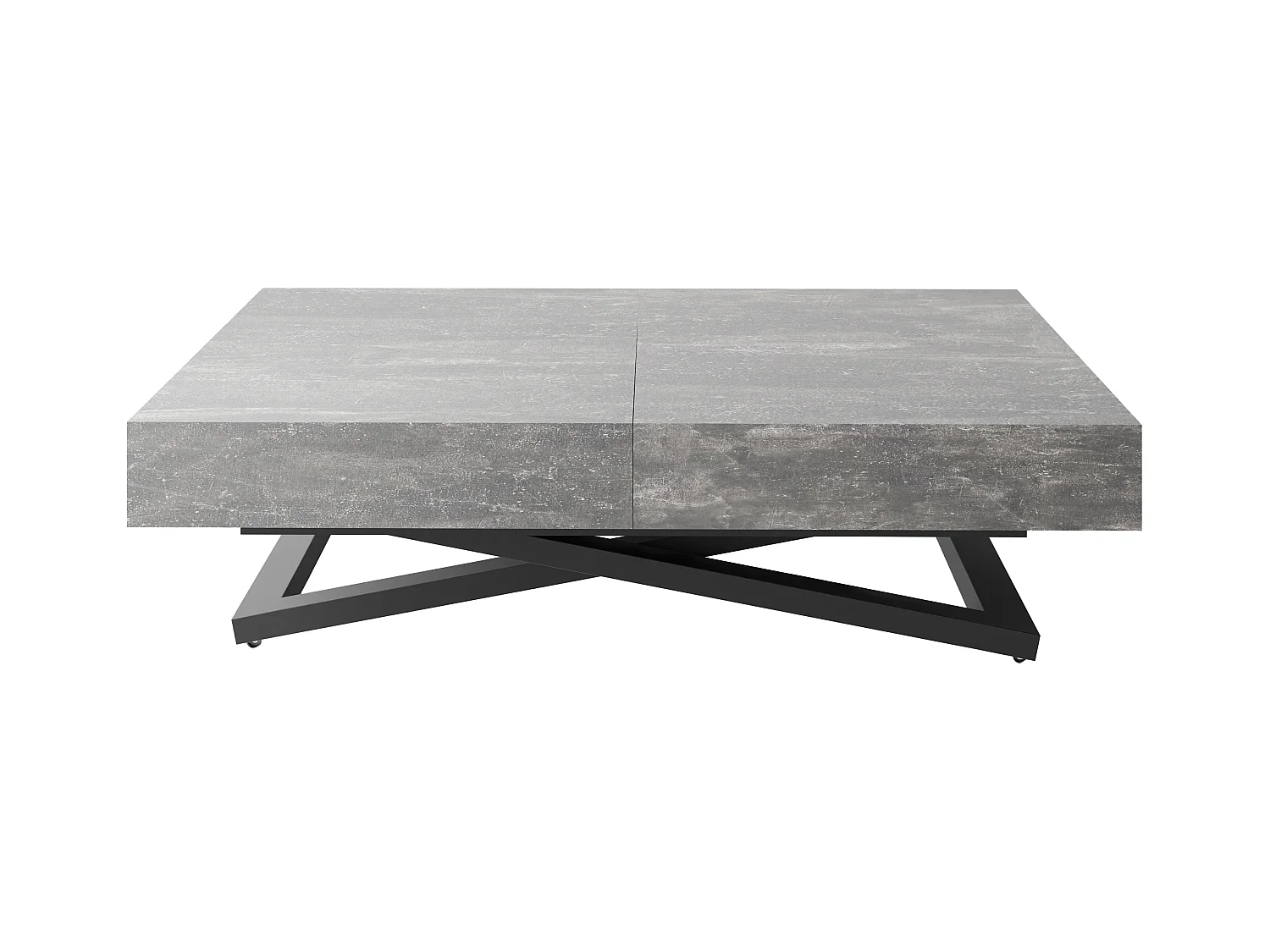 Couchtisch Höhenverstellbar und Ausziehbar Cavetta U - Wohnzimmertisch Esstisch Multifunktionstisch 120-200/80/27-76 cm Grauer Beton