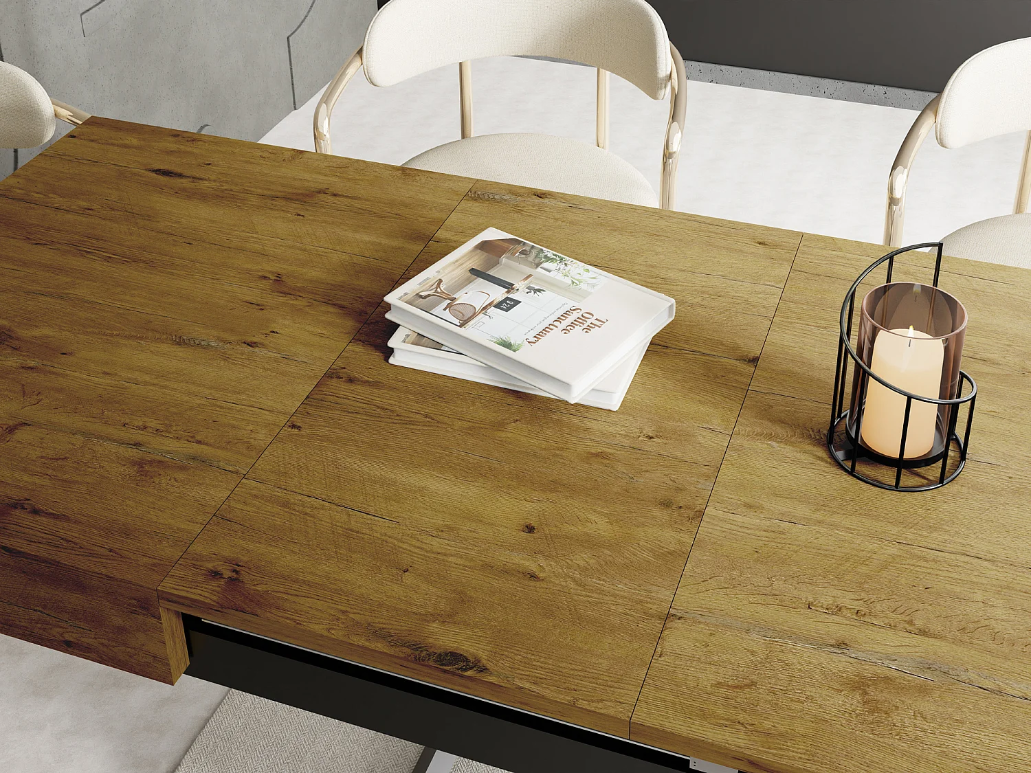 Table Basse Relevable Extensible Cavetta U - Table Multifonction Salon Salle à Manger 120-200/80/27-76 cm Chêne Lancelot