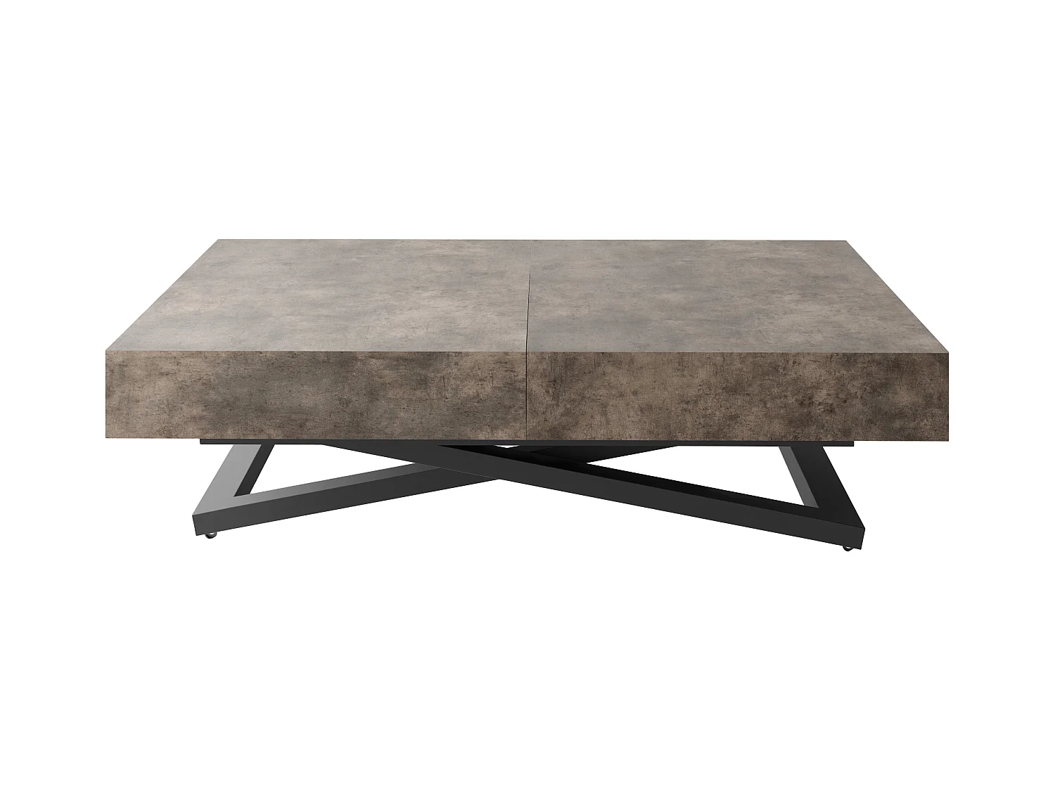Table Basse Relevable Extensible Cavetta U - Table Multifonction Salon Salle à Manger 120-200/80/27-76 cm Béton Gris Foncé