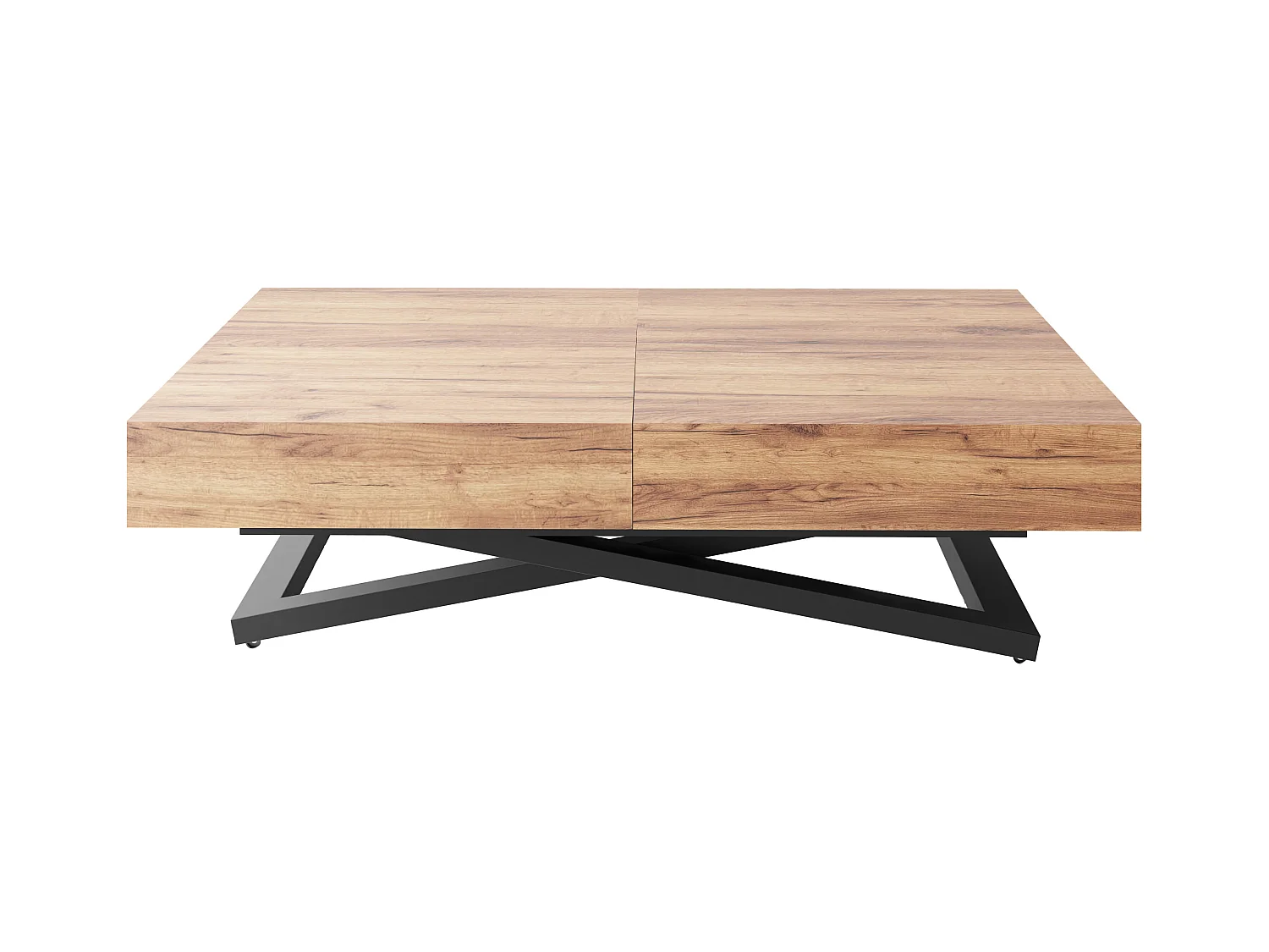 Couchtisch Höhenverstellbar und Ausziehbar Cavetta U - Wohnzimmertisch Esstisch Multifunktionstisch 120-200/80/27-76 cm Craft Eiche