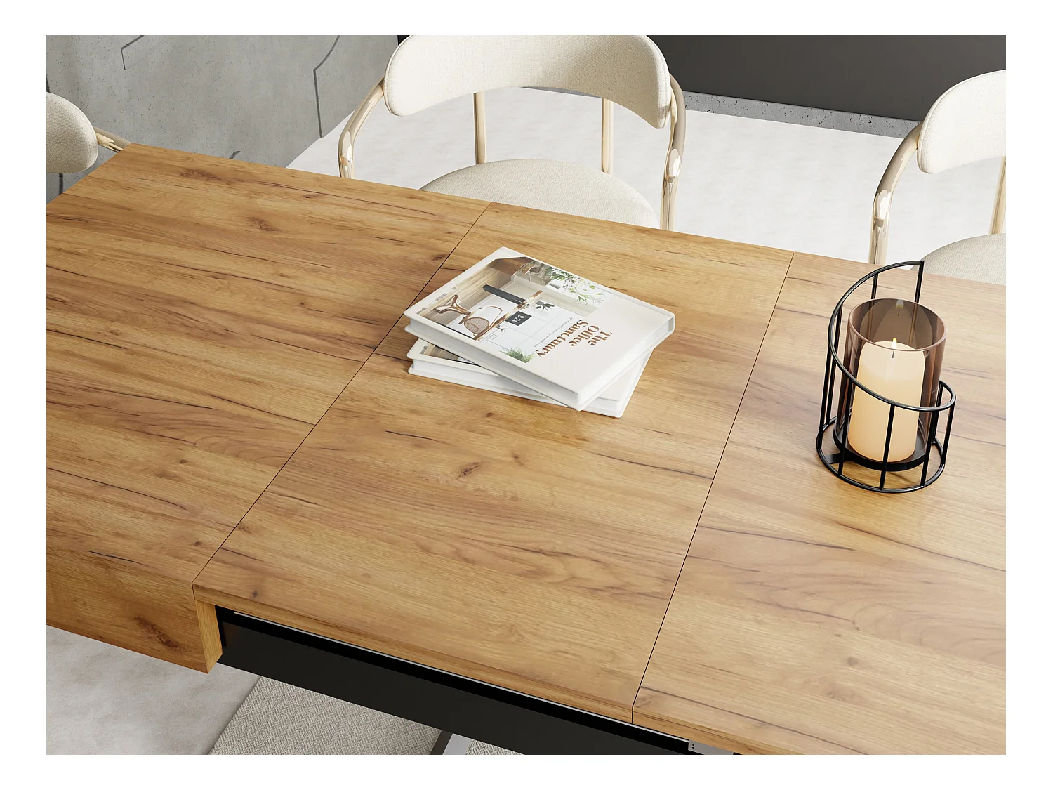 Couchtisch Höhenverstellbar und Ausziehbar Cavetta U - Wohnzimmertisch Esstisch Multifunktionstisch 120-200/80/27-76 cm Craft Eiche