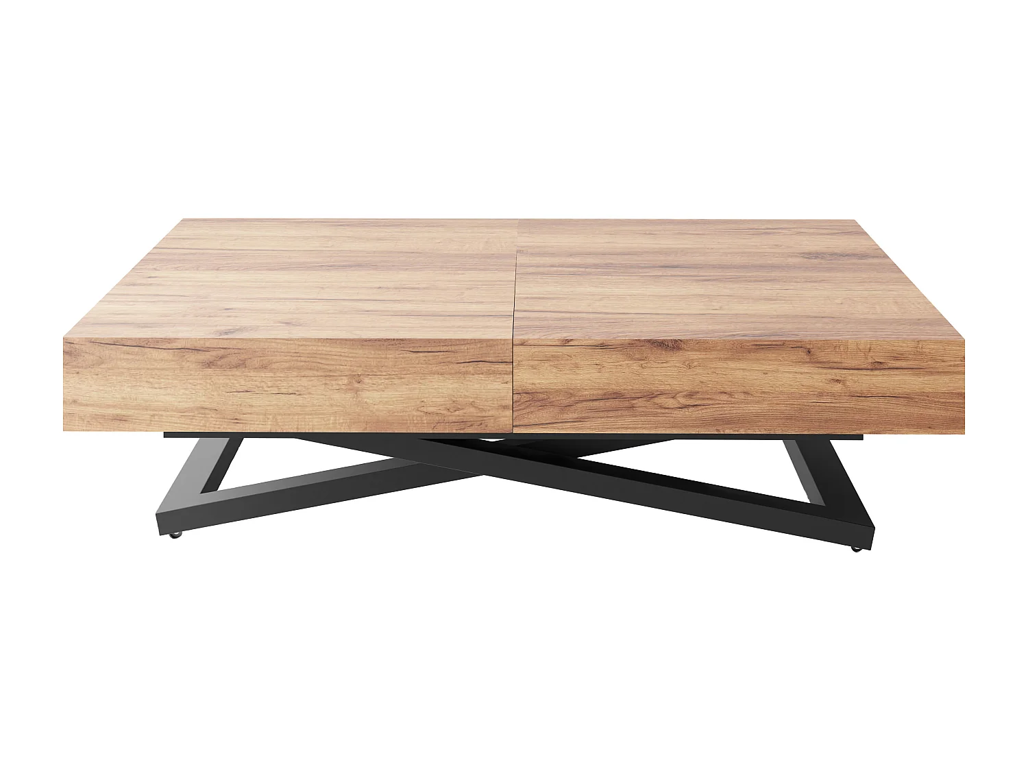 Table Basse Relevable Extensible Cavetta U - Table Multifonction Salon Salle à Manger 120-200/80/27-76 cm Chêne Craft