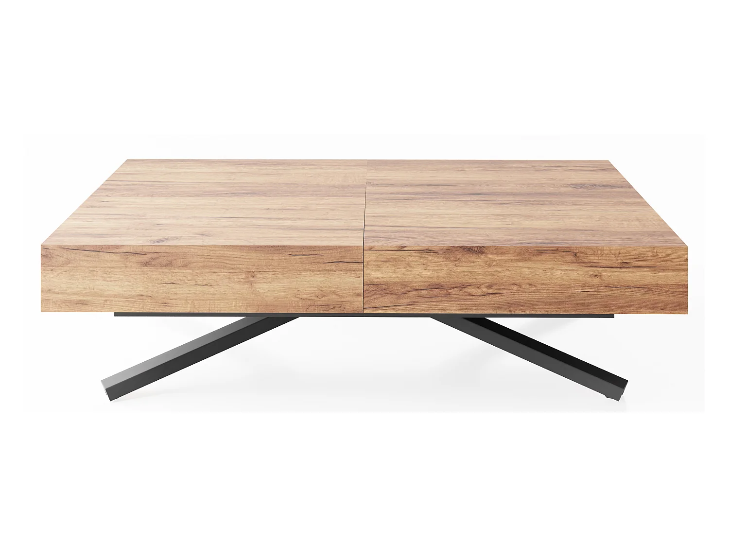 Table Basse Relevable Extensible Cavetta X - Table Multifonction Salon Salle à Manger 120-200/80/27-76 cm Chêne Craft