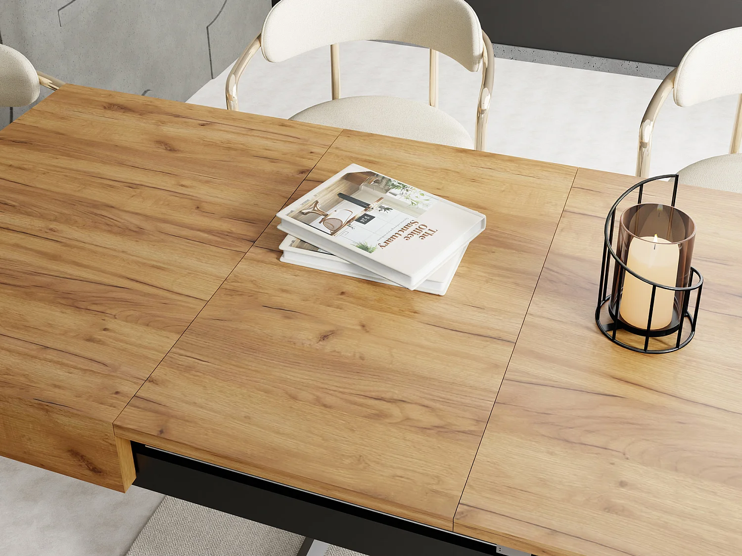 Couchtisch Höhenverstellbar und Ausziehbar Cavetta X - Wohnzimmertisch Esstisch Multifunktionstisch 120-200/80/27-76 cm Craft Eiche