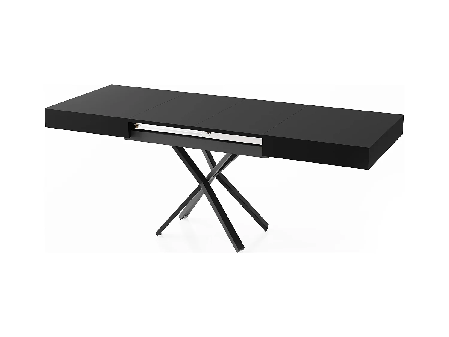Couchtisch Höhenverstellbar und Ausziehbar Cavetta X - Wohnzimmertisch Esstisch Multifunktionstisch 120-200/80/27-76 cm Schwarz