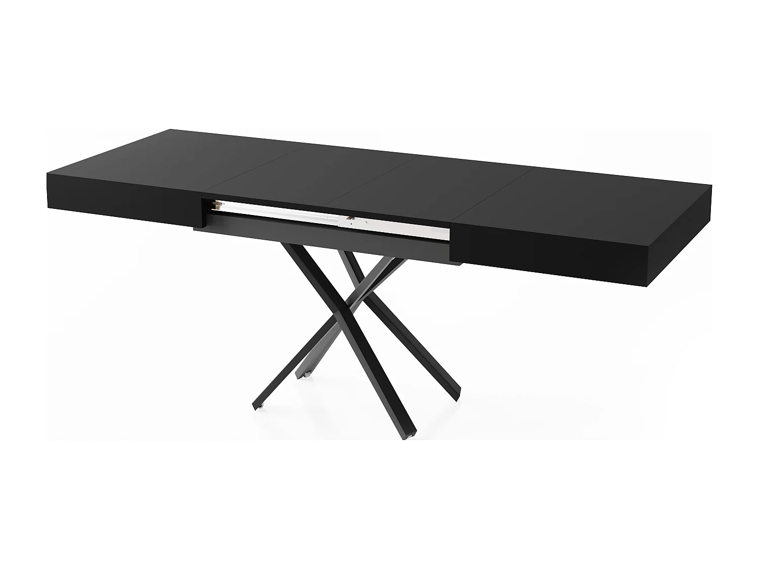 Couchtisch Höhenverstellbar und Ausziehbar Cavetta X - Wohnzimmertisch Esstisch Multifunktionstisch 120-200/80/27-76 cm Schwarz