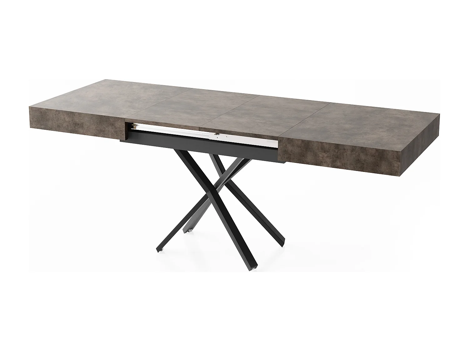 Couchtisch Höhenverstellbar und Ausziehbar Cavetta X - Wohnzimmertisch Esstisch Multifunktionstisch 120-200/80/27-76 cm Beton-Optik Dunkelgrau