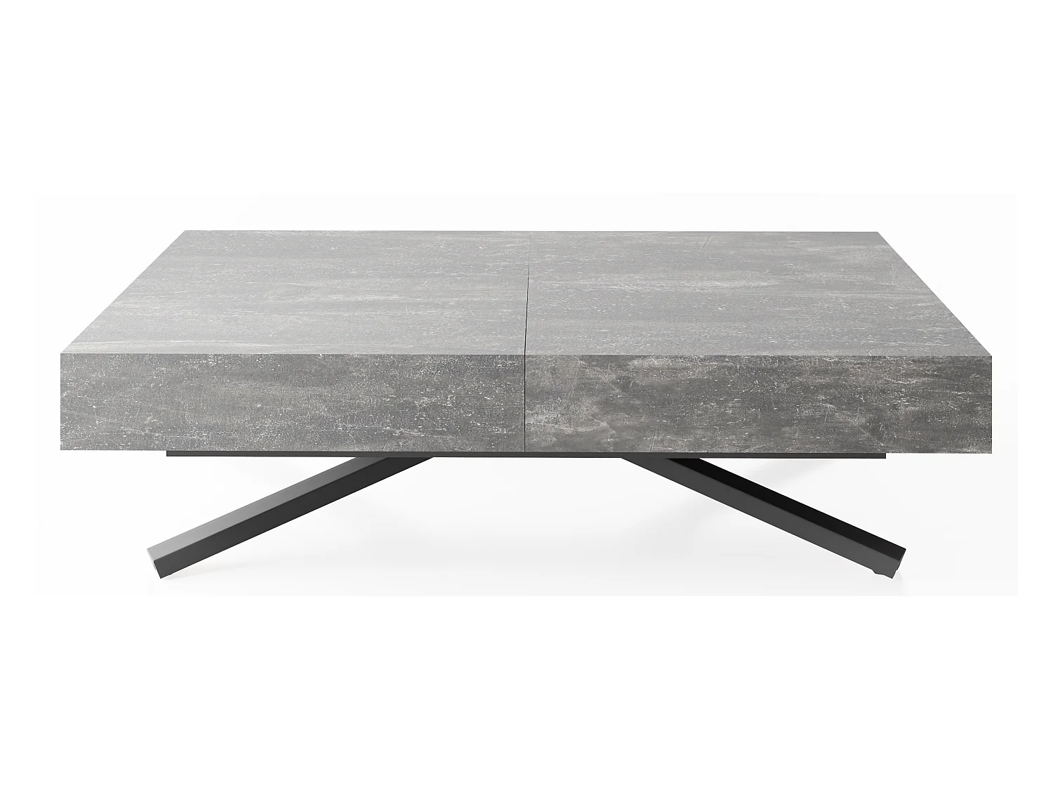 Couchtisch Höhenverstellbar und Ausziehbar Cavetta X - Wohnzimmertisch Esstisch Multifunktionstisch 120-200/80/27-76 cm Beton-Optik Grau