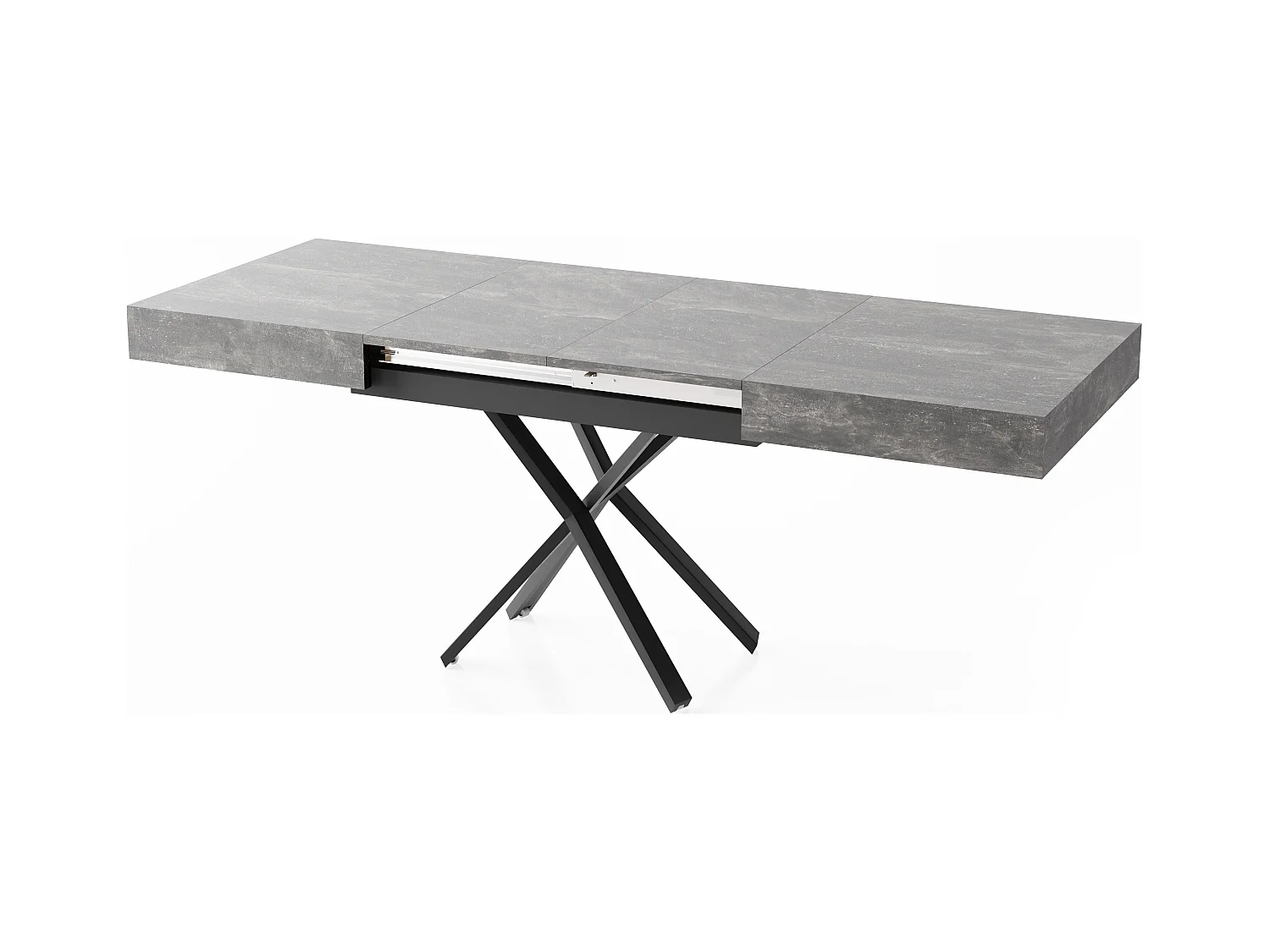 Couchtisch Höhenverstellbar und Ausziehbar Cavetta X - Wohnzimmertisch Esstisch Multifunktionstisch 120-200/80/27-76 cm Beton-Optik Grau