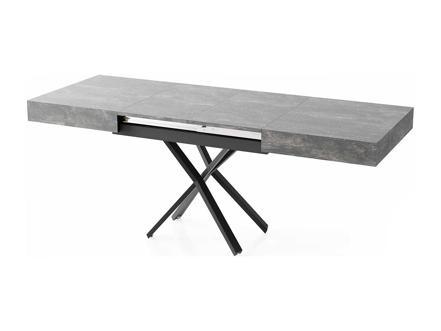 Couchtisch Höhenverstellbar und Ausziehbar Cavetta X - Wohnzimmertisch Esstisch Multifunktionstisch 120-200/80/27-76 cm Beton-Optik Grau