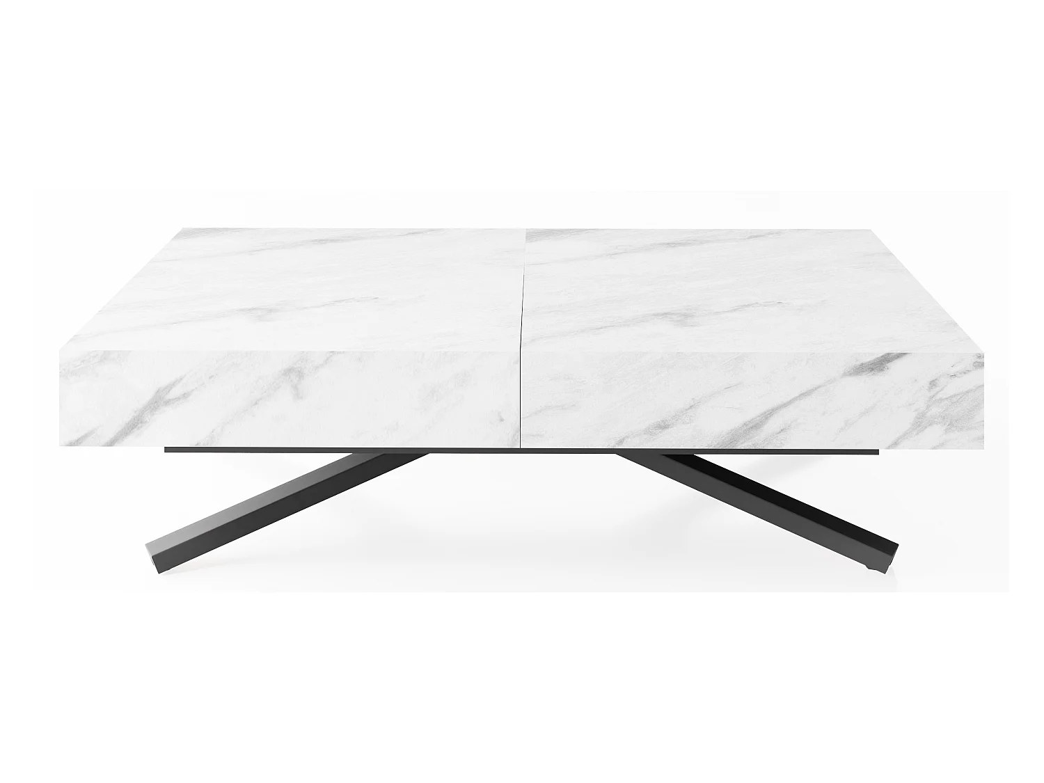 Couchtisch Höhenverstellbar und Ausziehbar Cavetta X in Marmoroptik Weiß - Wohnzimmertisch Esstisch Multifunktionstisch 120-200/80/27-76 cm - Marmor Weiß