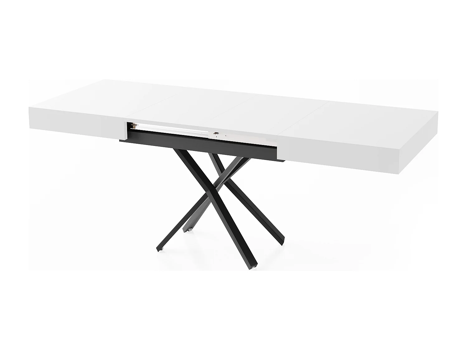 Table Basse Relevable Extensible Cavetta X - Table Multifonction Salon Salle à Manger 120-200/80/27-76 cm Blanc