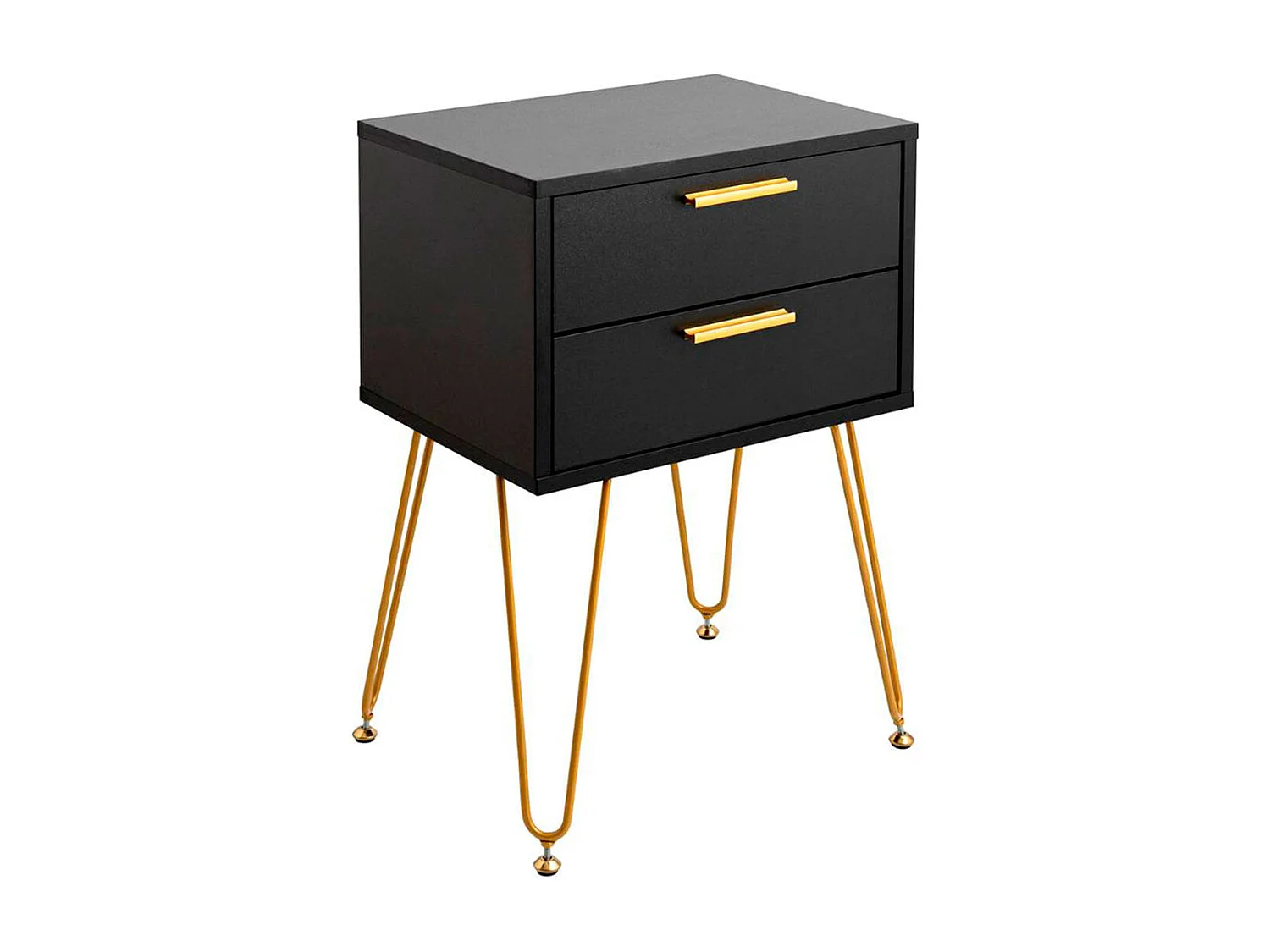 Mesita de noche MOA Vinthera 2 cajones negro/dorado 60,3x40x30 cm