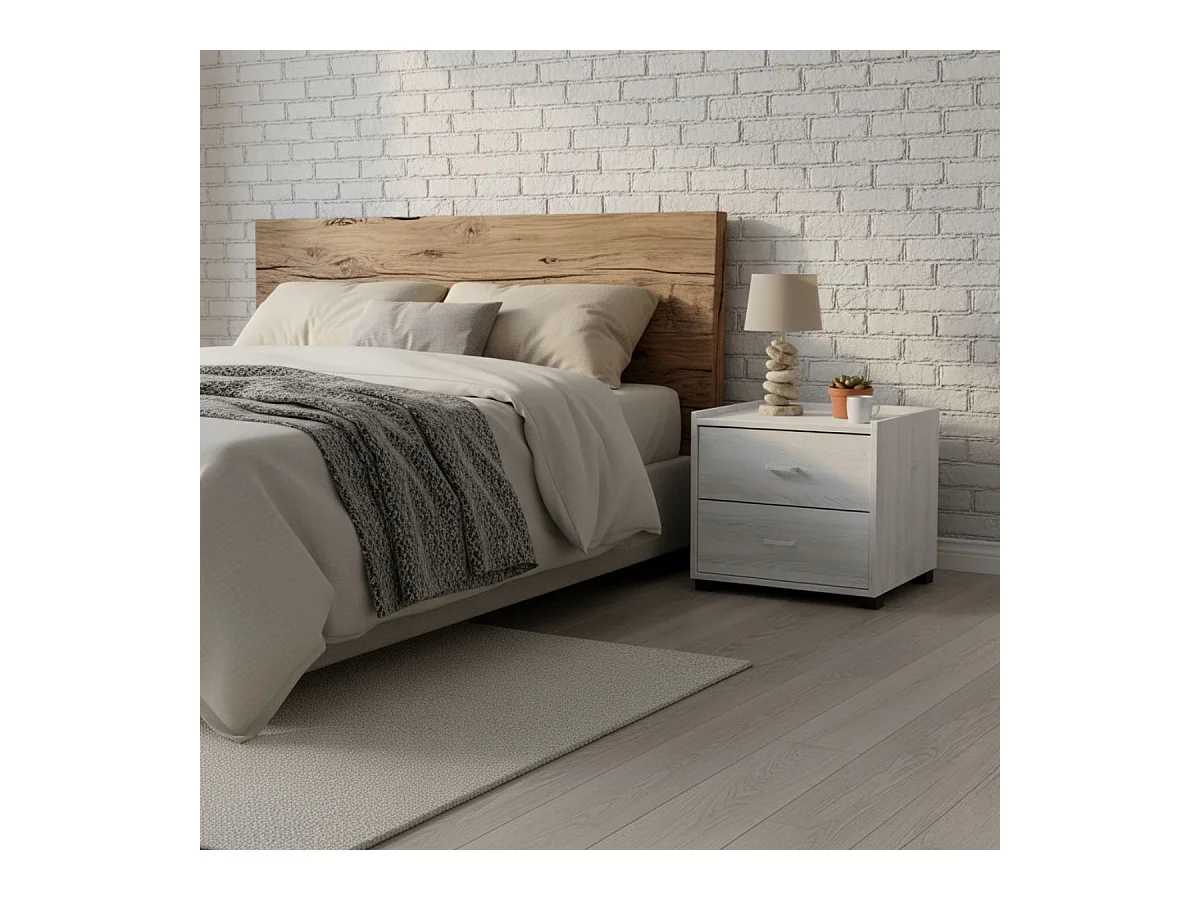 Mesita de noche Boreal 2 cajones blanco 43,5x43x40 cm