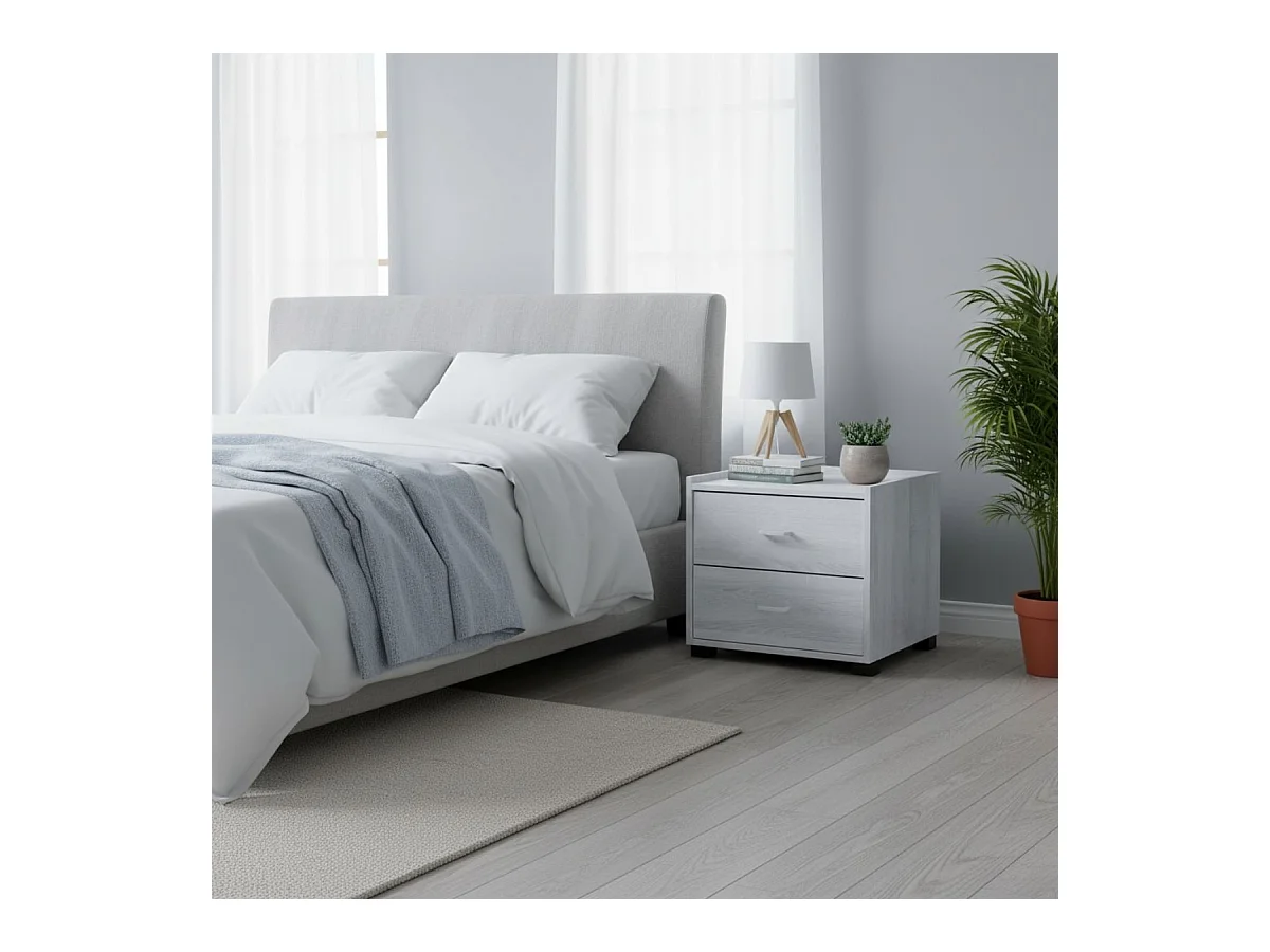 Mesita de noche Boreal 2 cajones blanco 43,5x43x40 cm