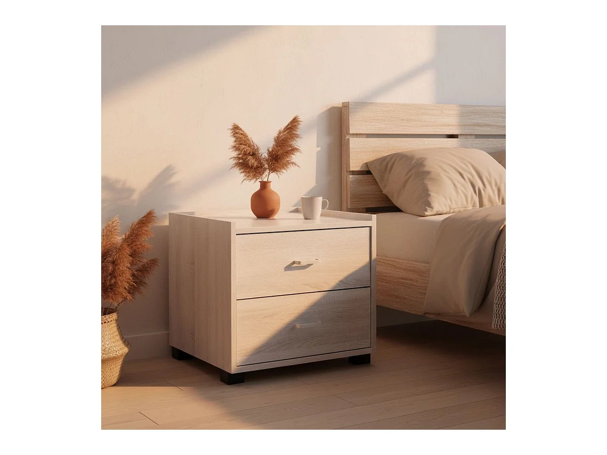 Mesita de noche Boreal 2 cajones blanco 43,5x43x40 cm