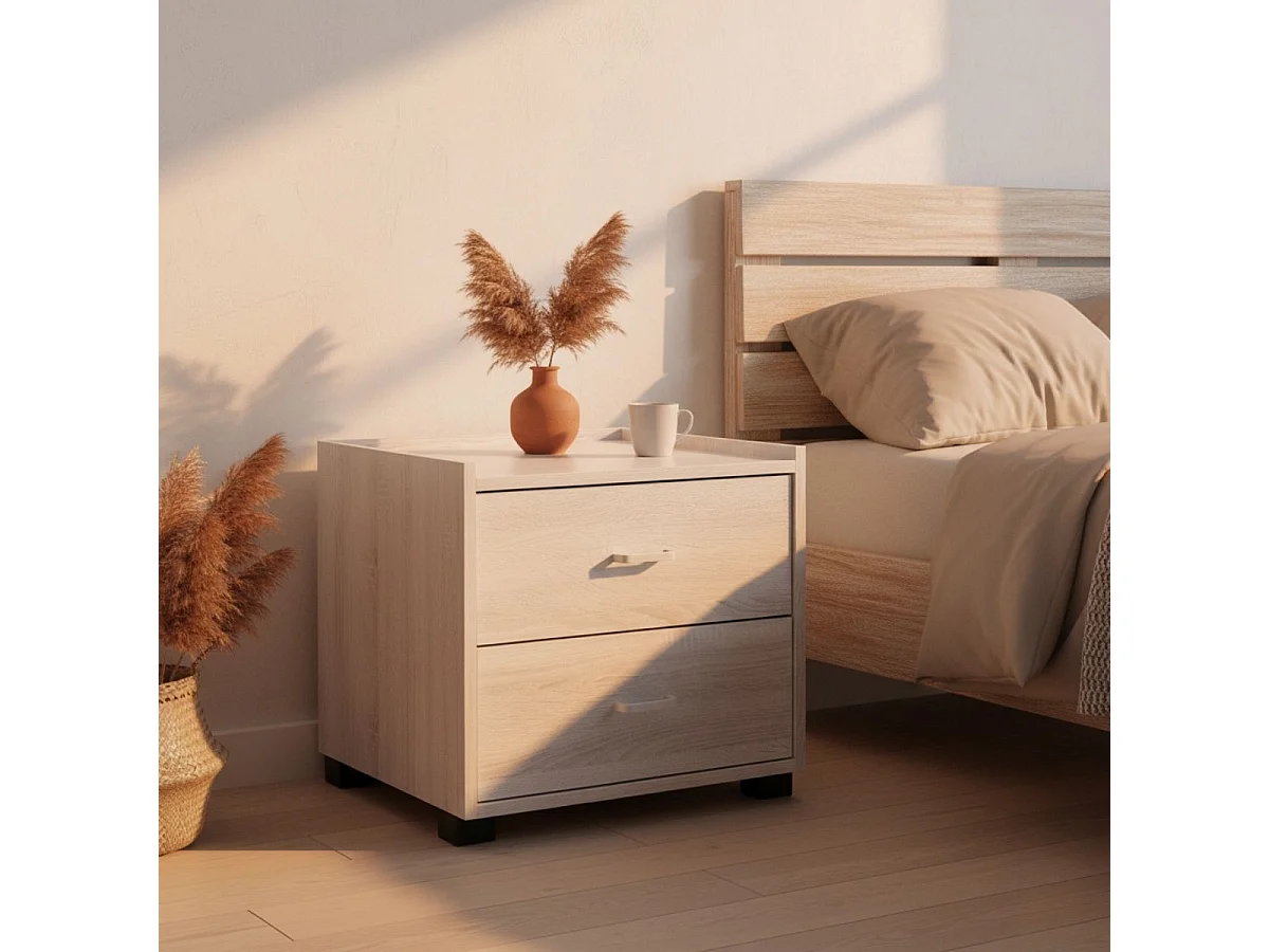 Mesita de noche Boreal 2 cajones blanco 43,5x43x40 cm