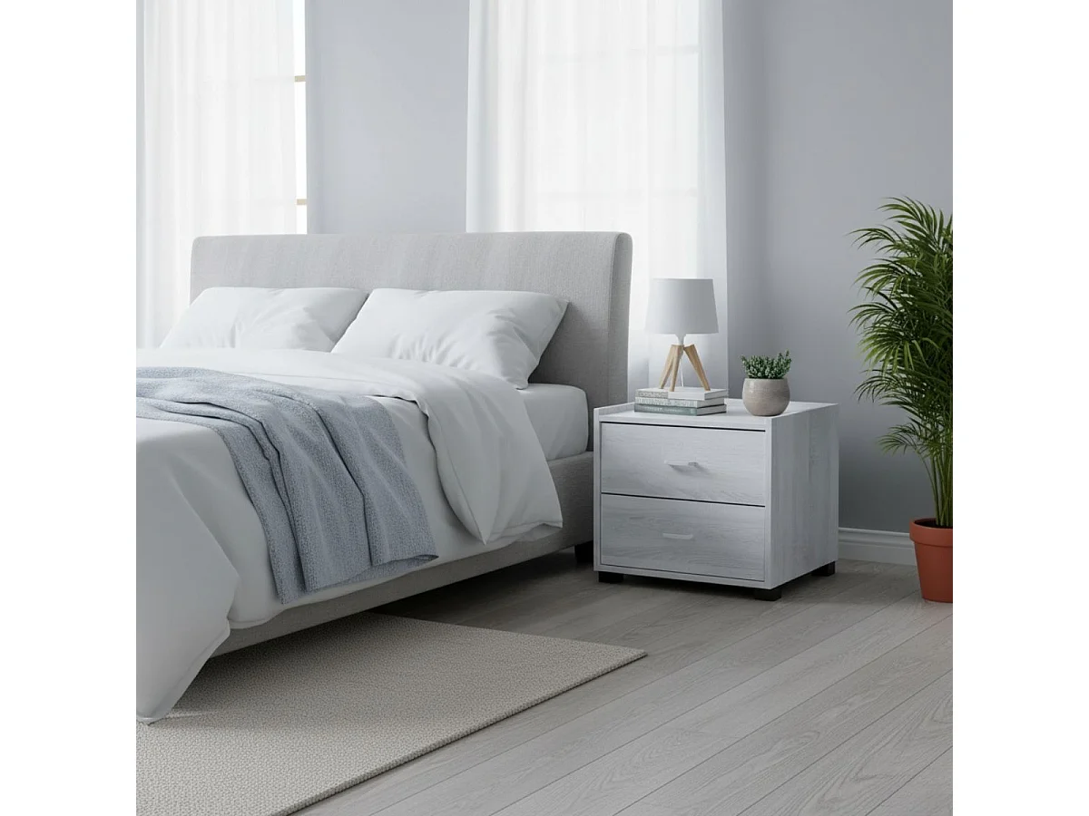 Mesita de noche Boreal 2 cajones blanco 43,5x43x40 cm