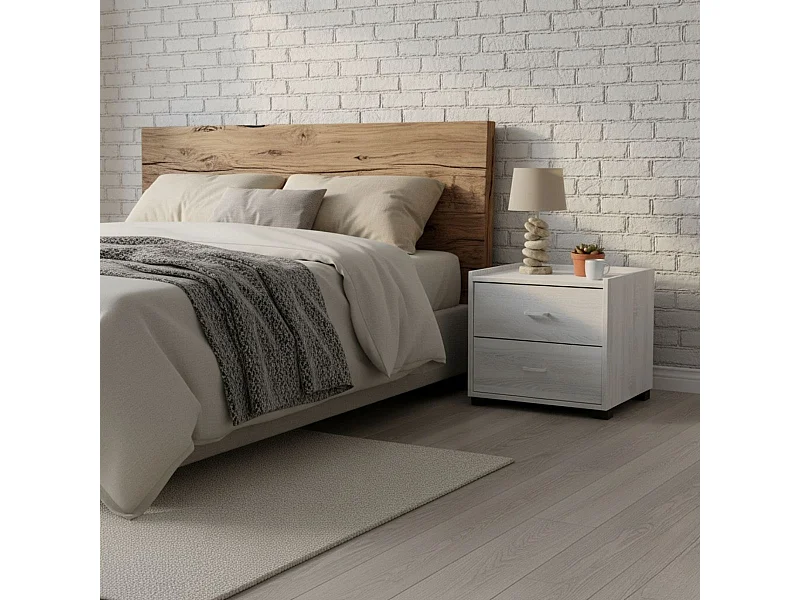 Mesita de noche Boreal 2 cajones blanco 43,5x43x40 cm