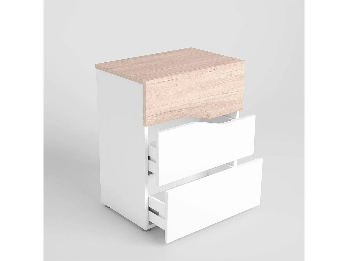 Pack de 2 mesitas de noche Cannes 3 cajones blanco/natural