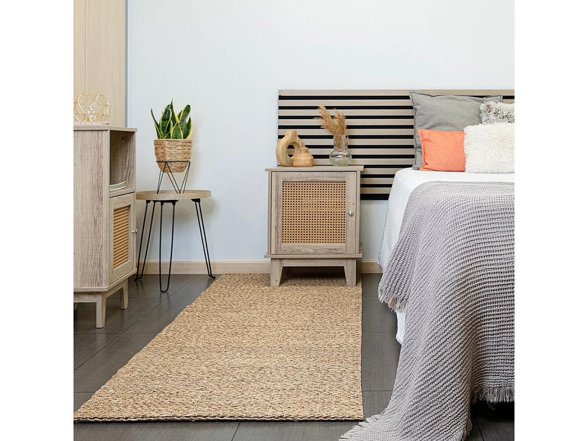 Mesita de noche MOA Vinthera con armario ratán natural 60x48x40 cm