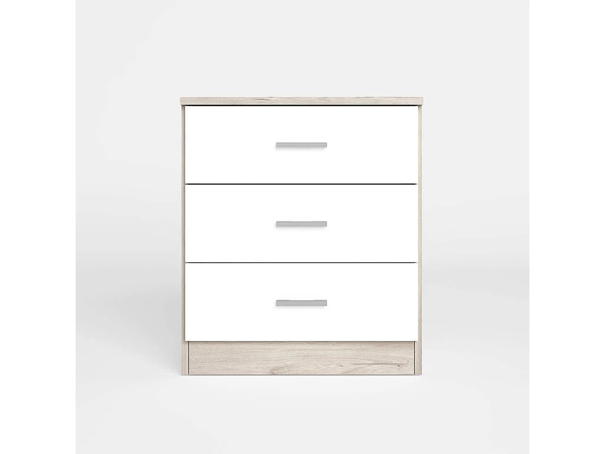 Mesita con tres cajones COUPLE de 50x33,3x58 cm. color SAHARA/BLANCO MATE
