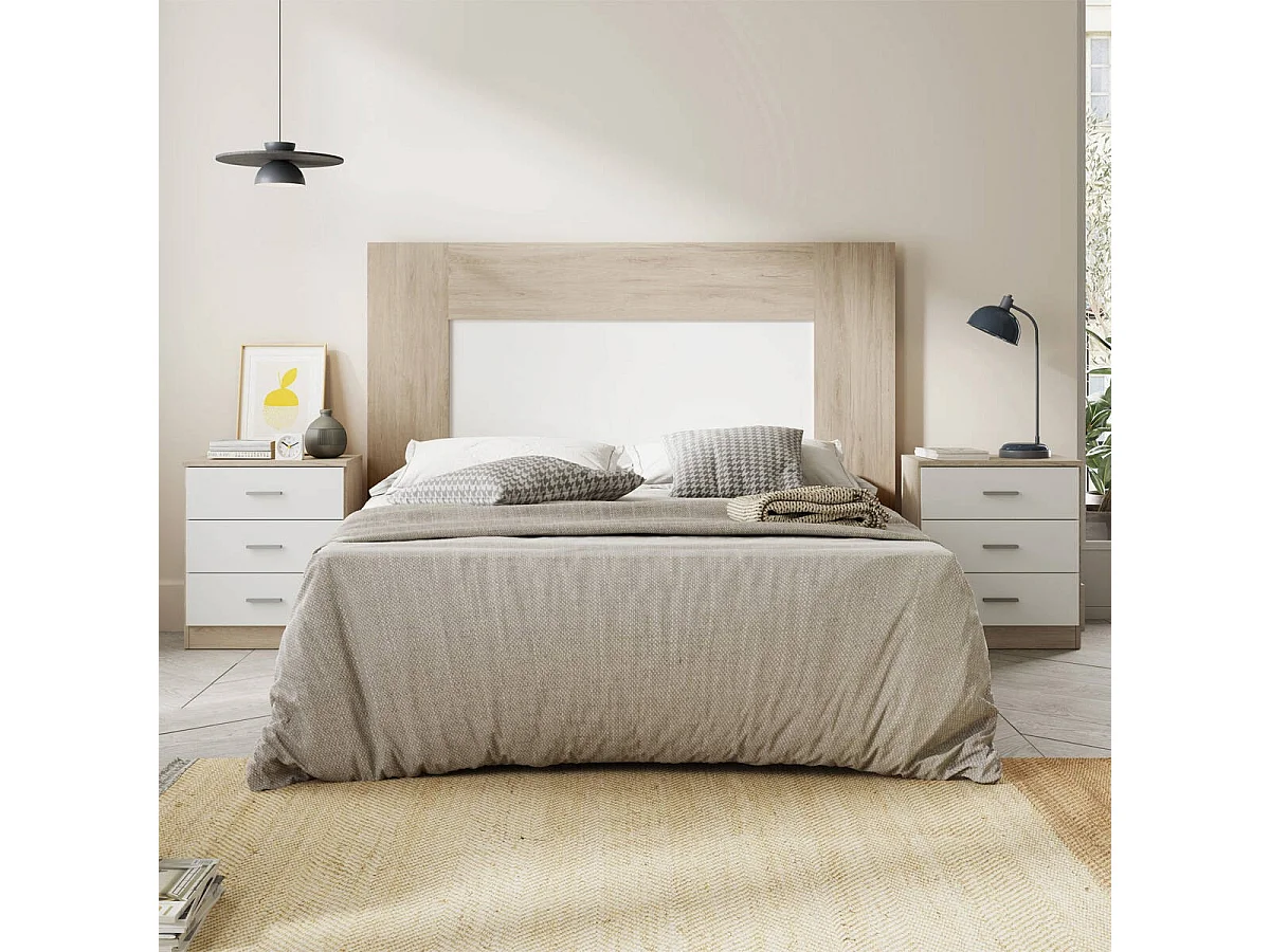 Mesita con tres cajones COUPLE de 50x33,3x58 cm. color SAHARA/BLANCO MATE