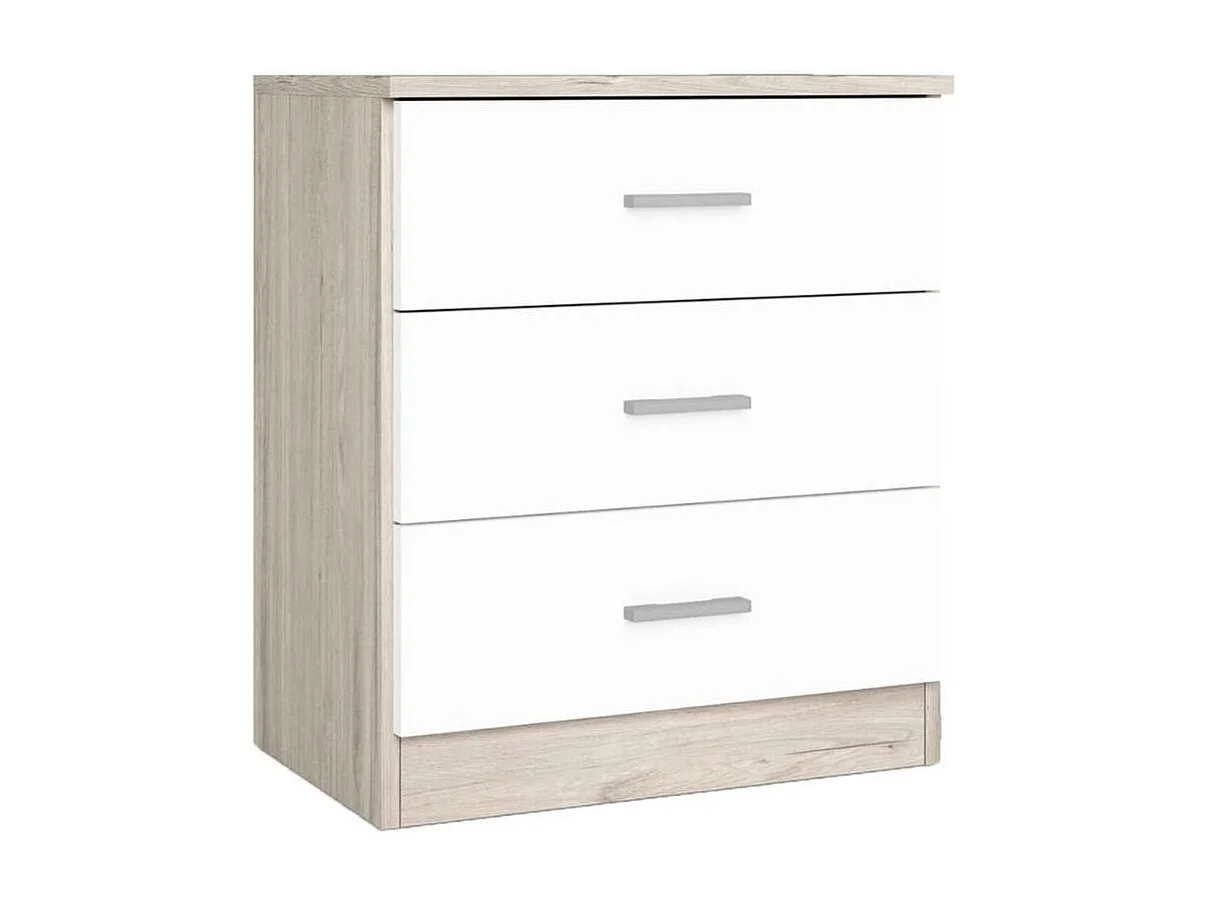 Mesita con tres cajones COUPLE de 50x33,3x58 cm. color SAHARA/BLANCO MATE