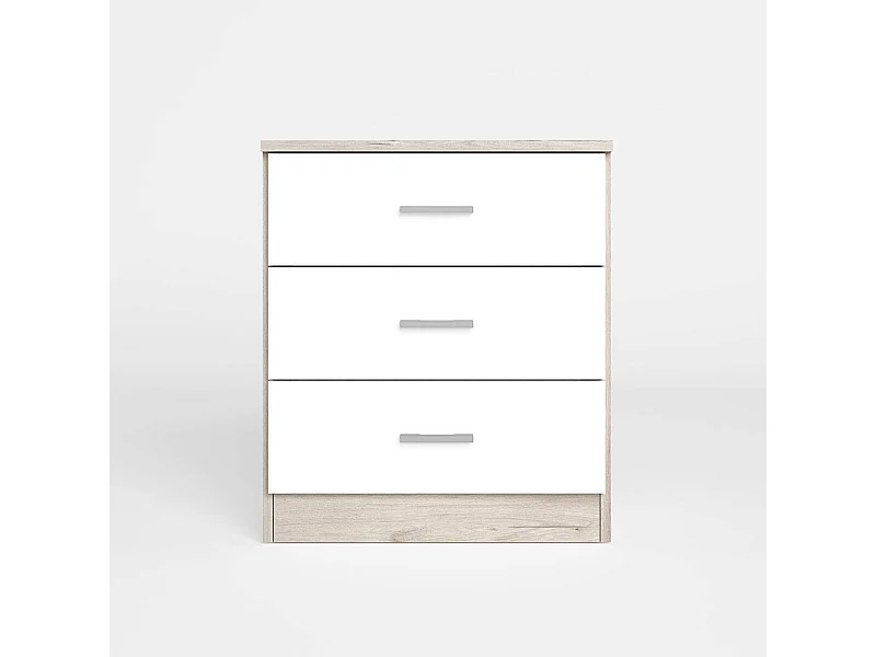 Mesita con tres cajones COUPLE de 50x33,3x58 cm. color SAHARA/BLANCO MATE
