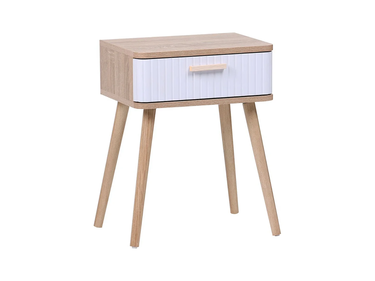 Table de chevet Frisa style nordique blanc/chêne 1 tiroir 40x52x30 cm