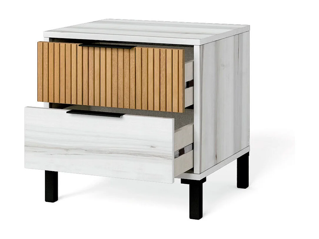 Mesita de noche Arles 2 cajones albo/rayado 46,7x45x40 cm
