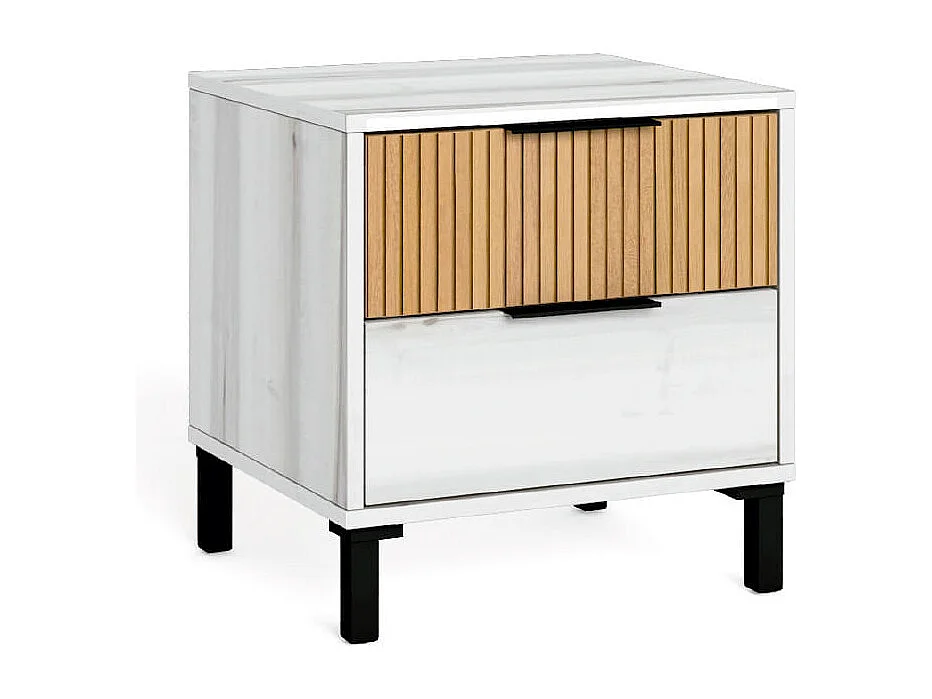 Mesita de noche Arles 2 cajones albo/rayado 46,7x45x40 cm