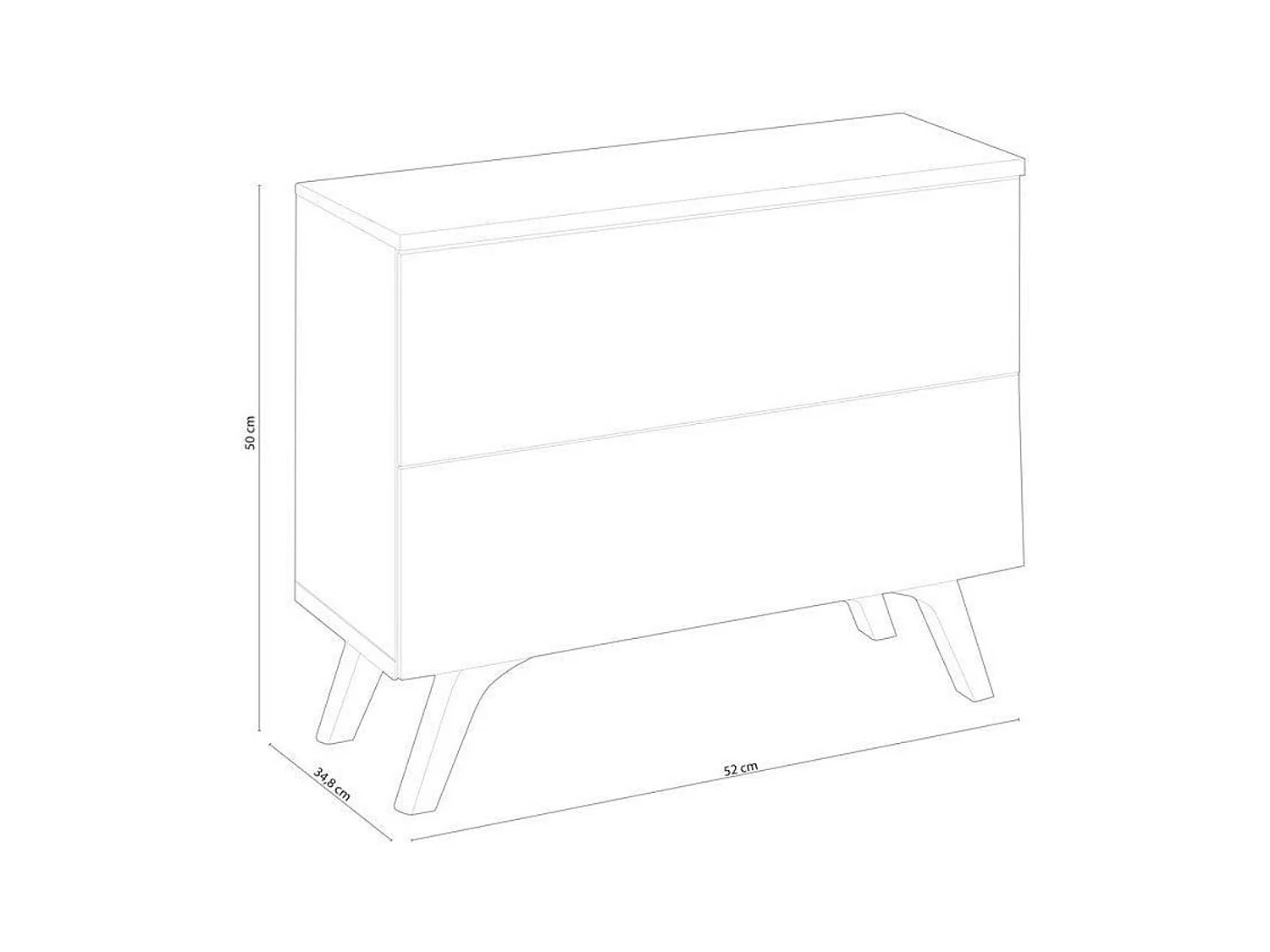 Mesita de noche Soto 2 cajones pino Andersen/roble 50x52x34,8 cm