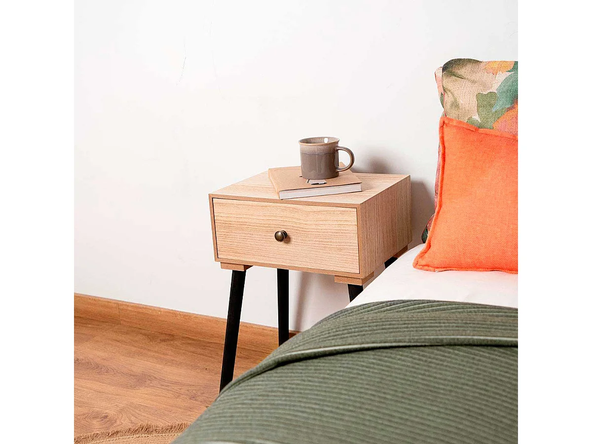 Mesita de noche MOA Vinthera 1 cajón madera 50x35x26 cm