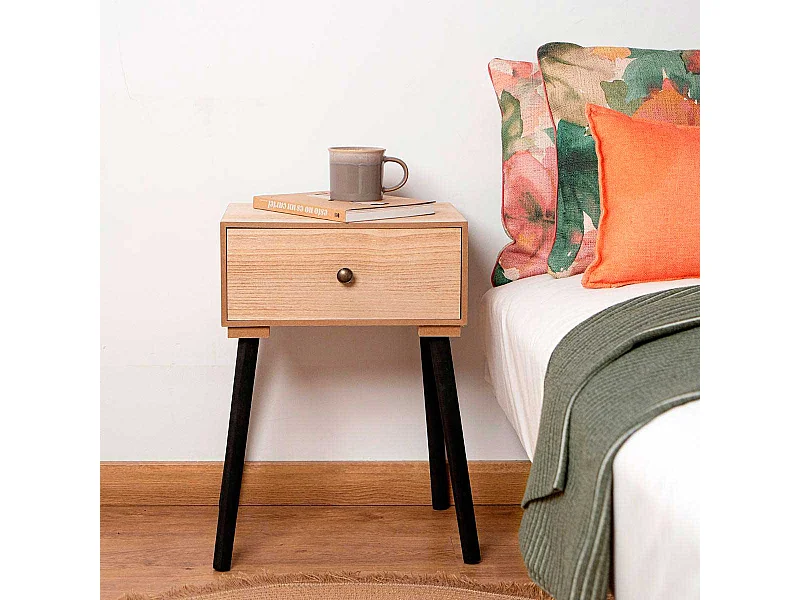 Mesita de noche MOA Vinthera 1 cajón madera 50x35x26 cm