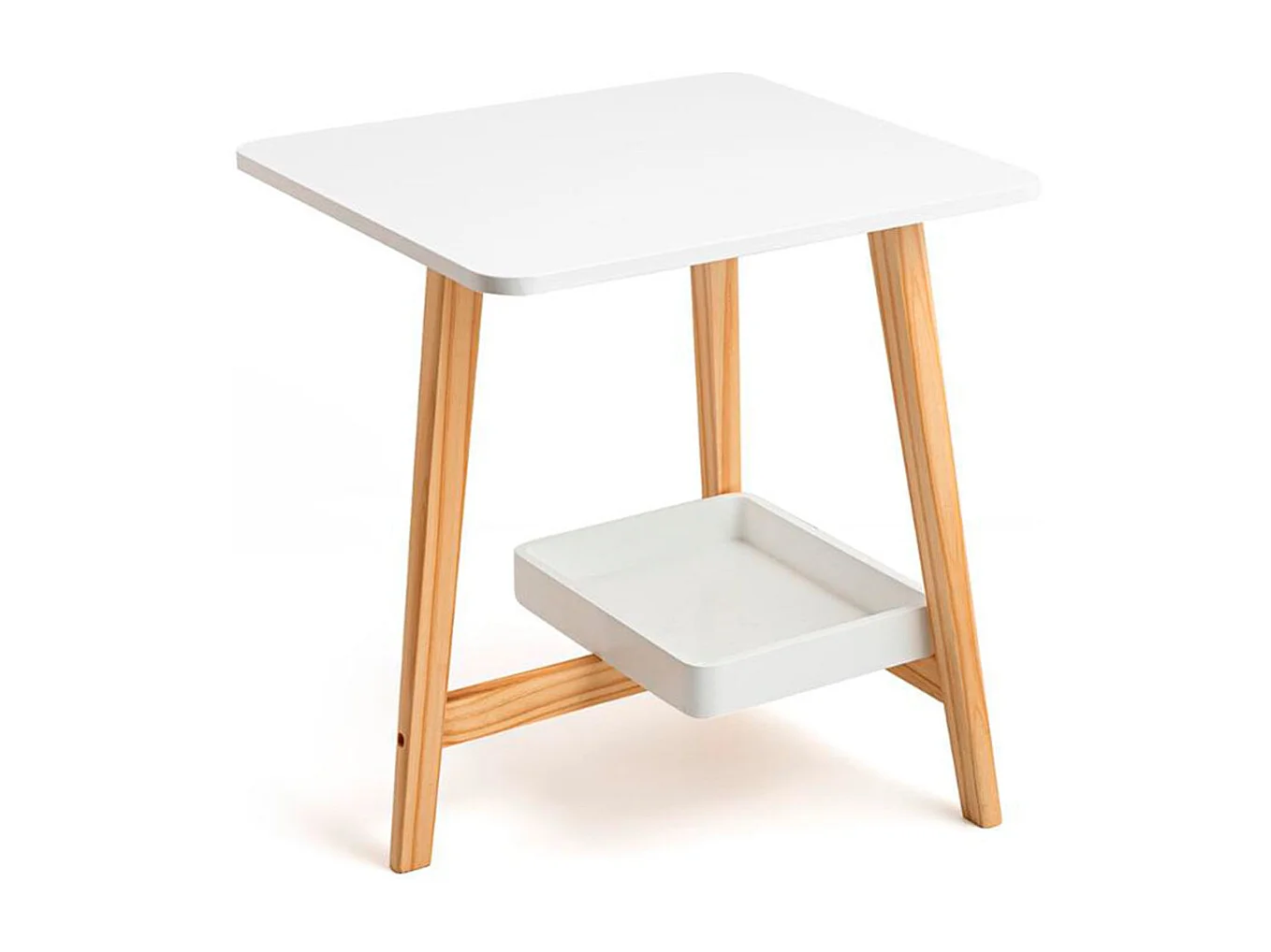 Mesita auxiliar MOA Vinthera blanco/madera 48,3x43,1x38,2 cm