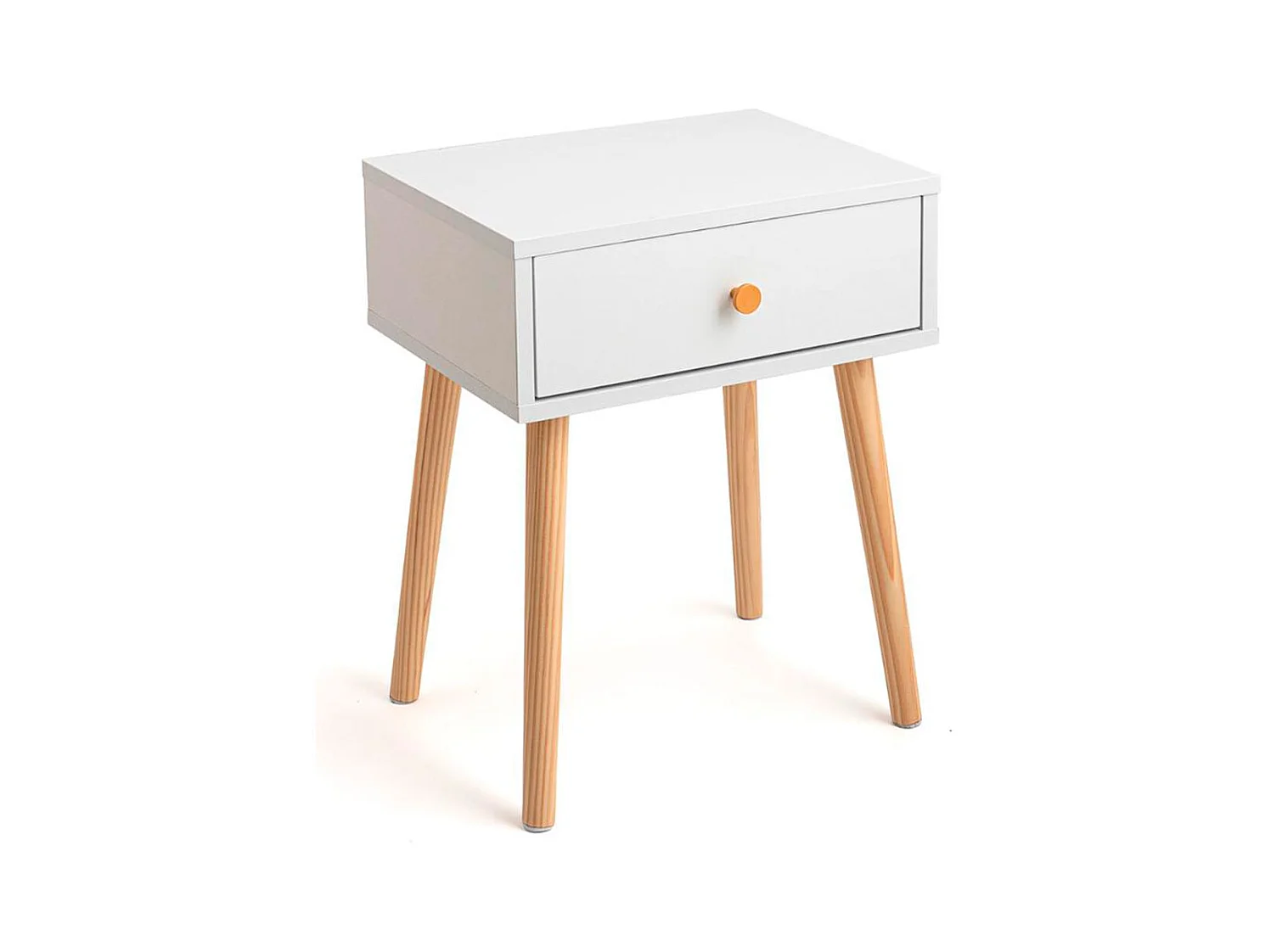 Mesita de noche MOA Vinthera 1 cajón blanco/madera 51x40x30 cm